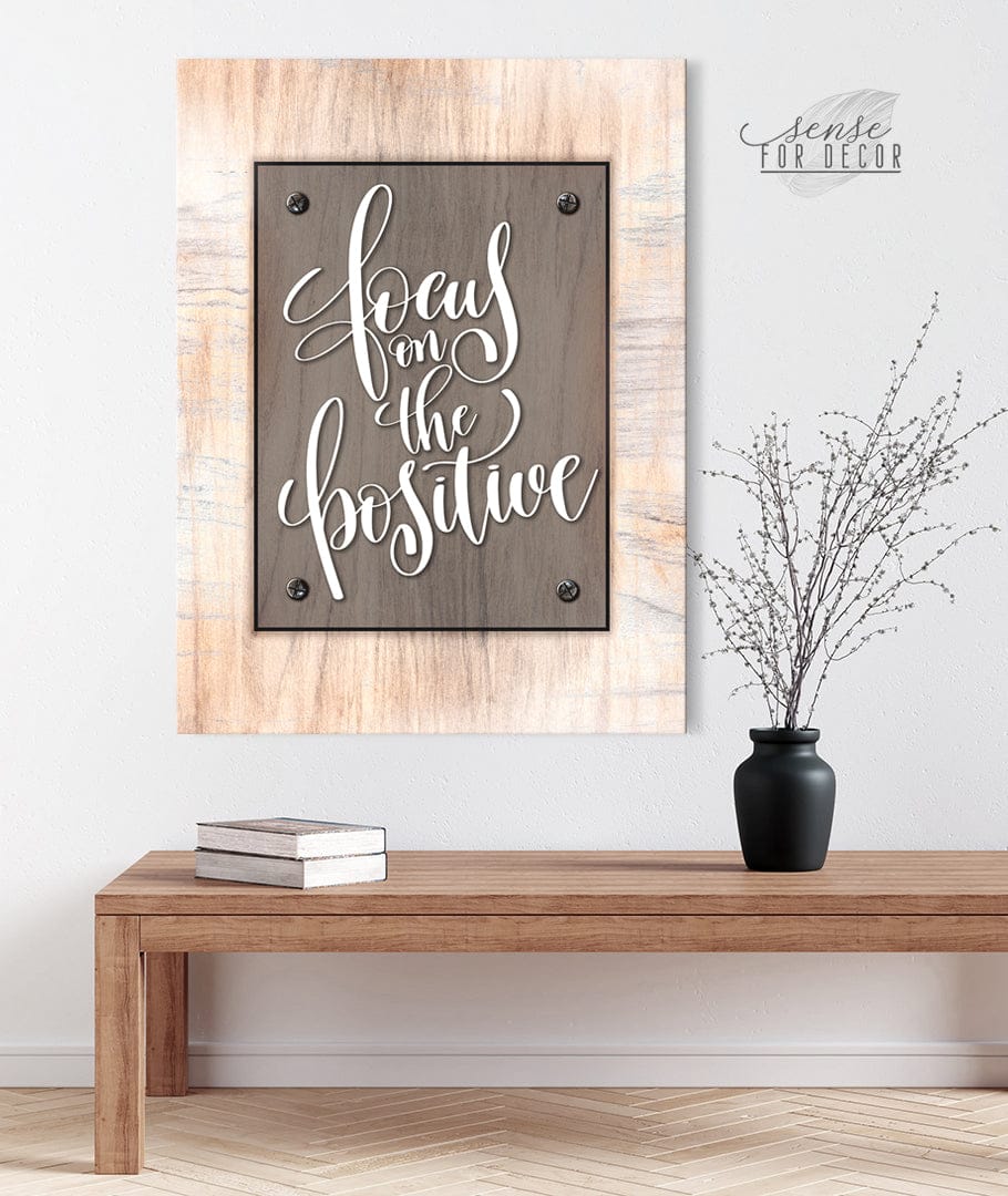 Ready-to-Hang Inspiring Wall Art with Wood Frame: Focus on Positivity