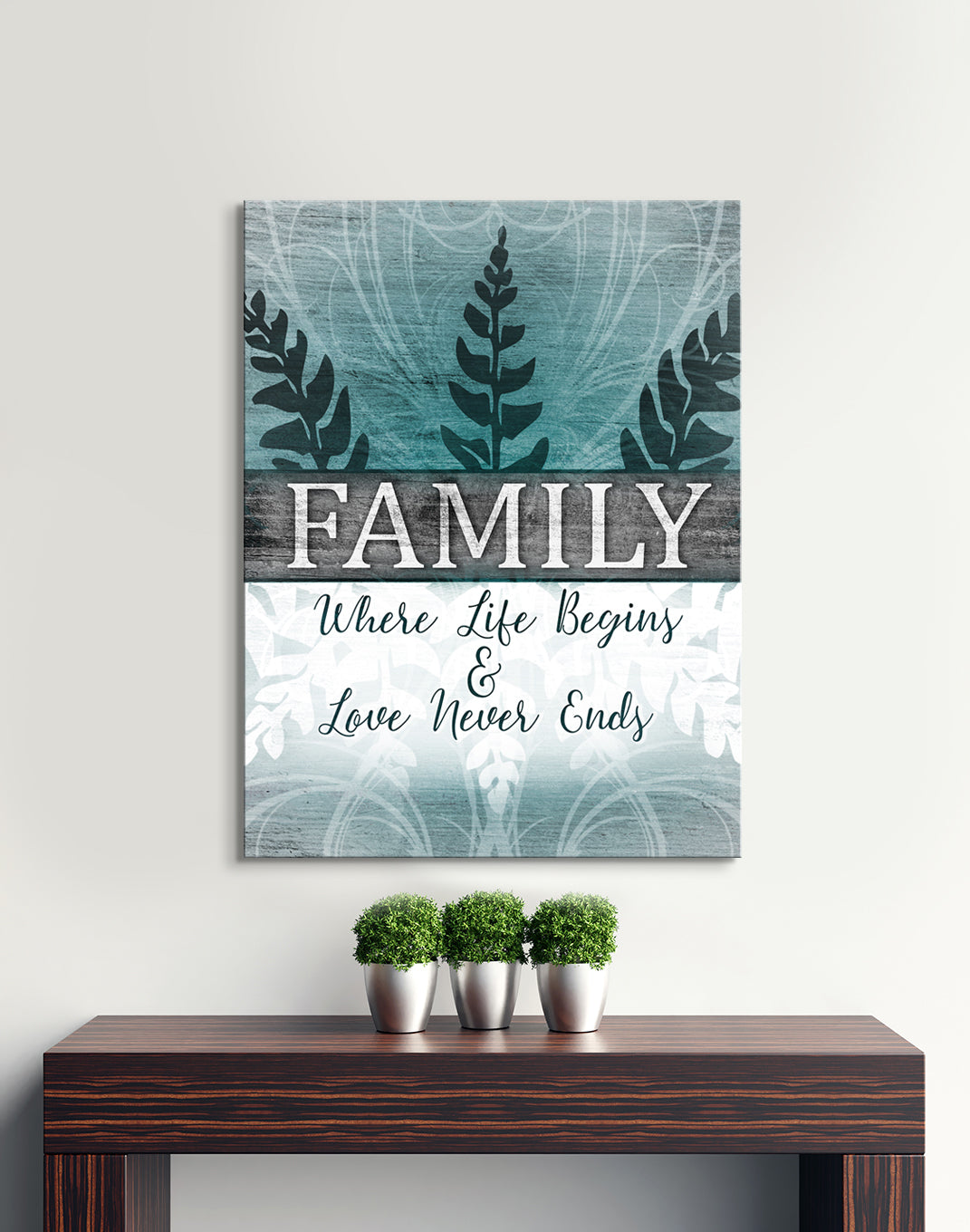 Exclusive Family Wall Art: 'Family Where Life Begins and Love Never Ends' V3 - Wood Frame, Ready To Hang, Buy 2 Save 20%