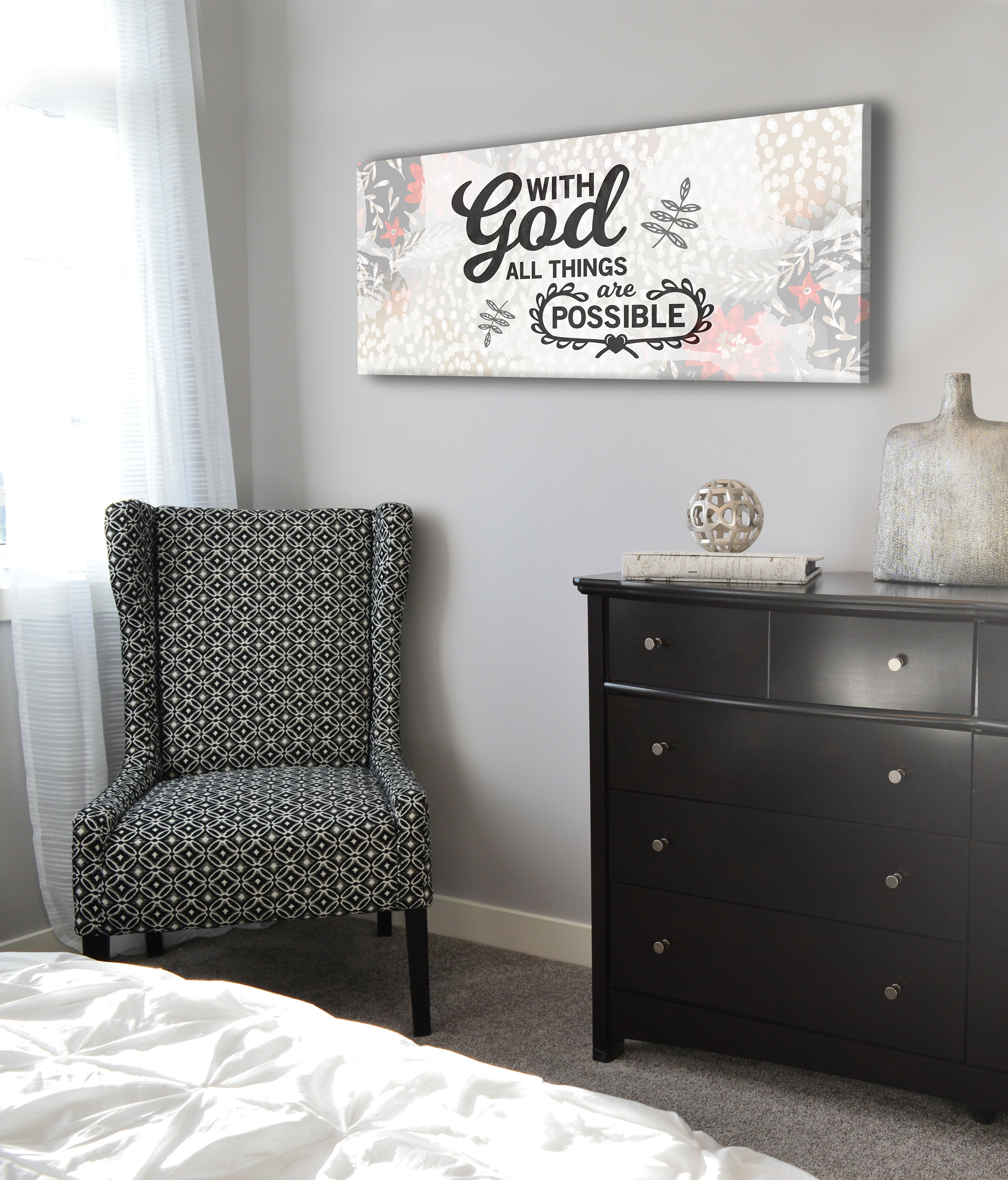 Christian Wall Art - 'With God All Things Are Possible' Wood Frame Ready-to-Hang, Buy 2 Save 20%