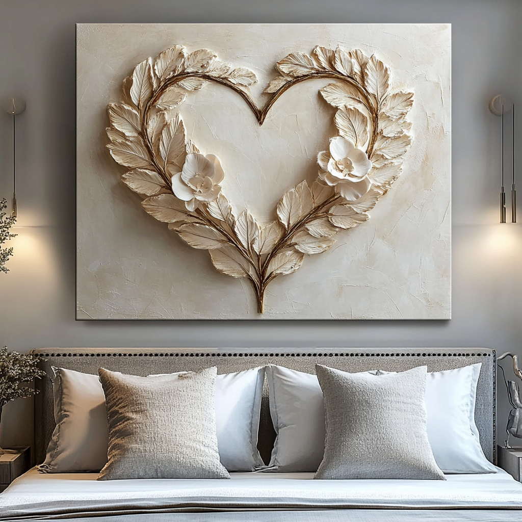 Hot Deal: Golden Heart Bouquet Wall Art V11