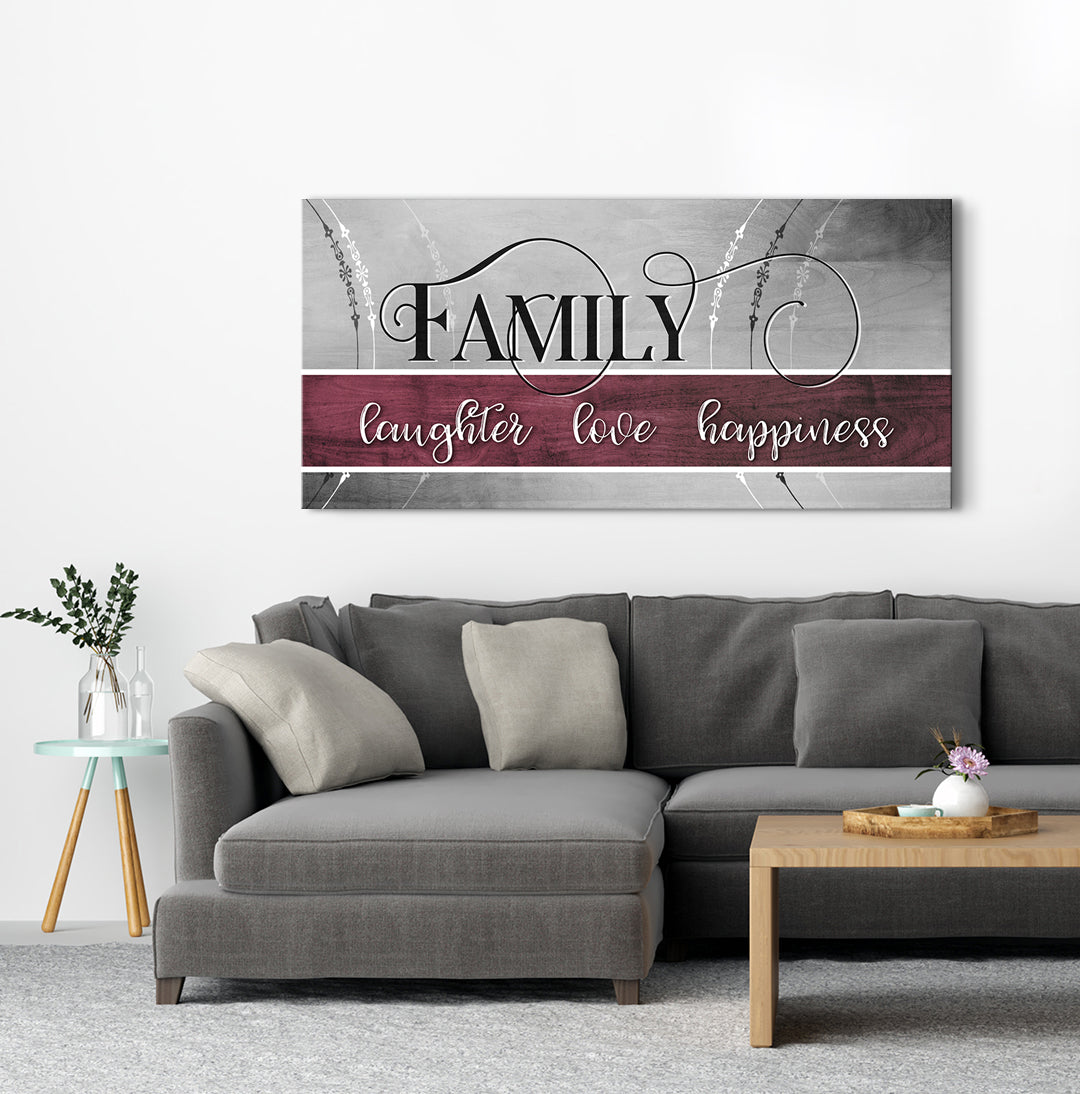 Exclusive Family Wall Art: Family Laughter, Love & Happiness - Wood Frame, Ready To Hang! Buy 2 Save 20%
