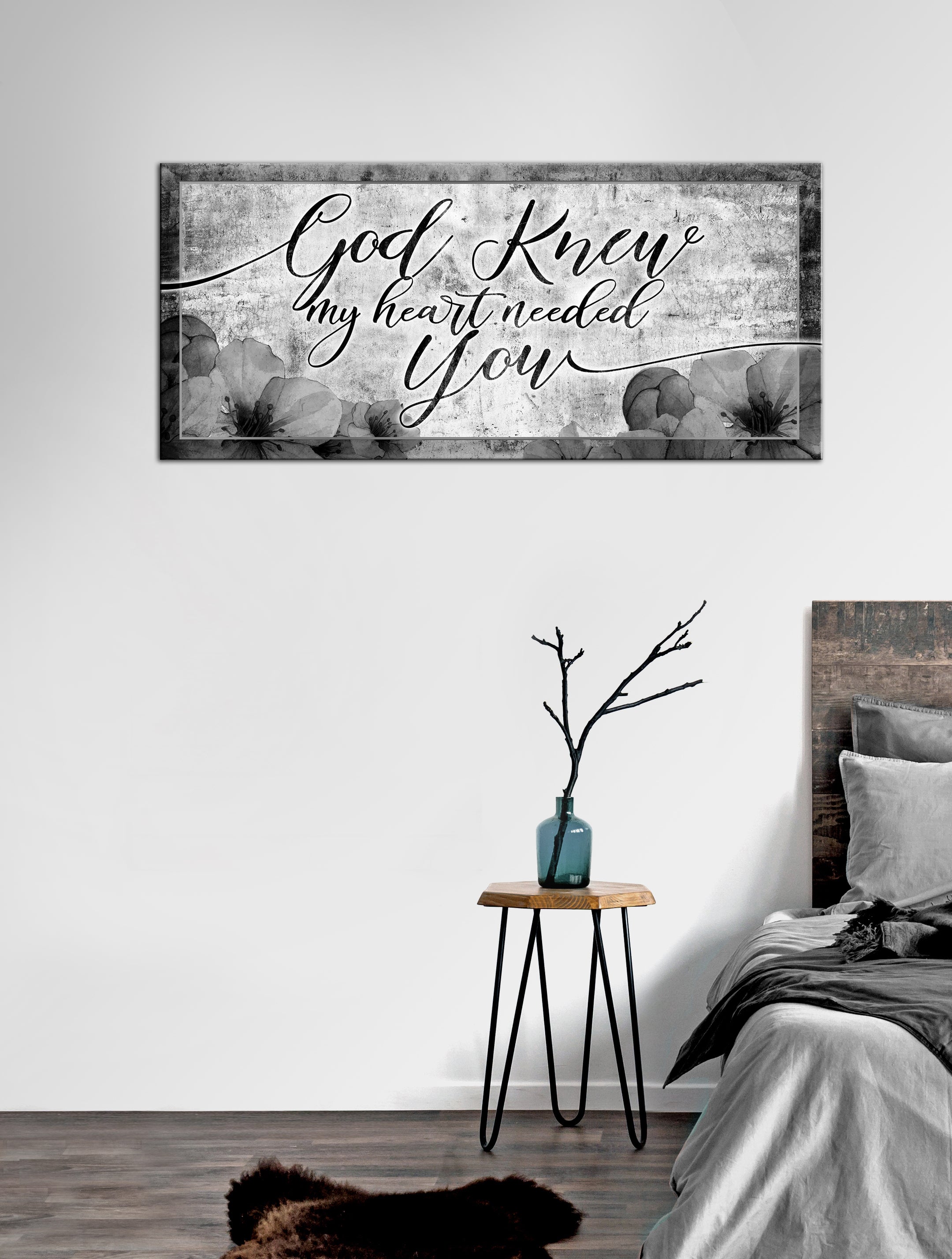 High - Quality Christian Wall Art: God Knew My Heart Needed You V13 with Wood Frame for Easy Hanging