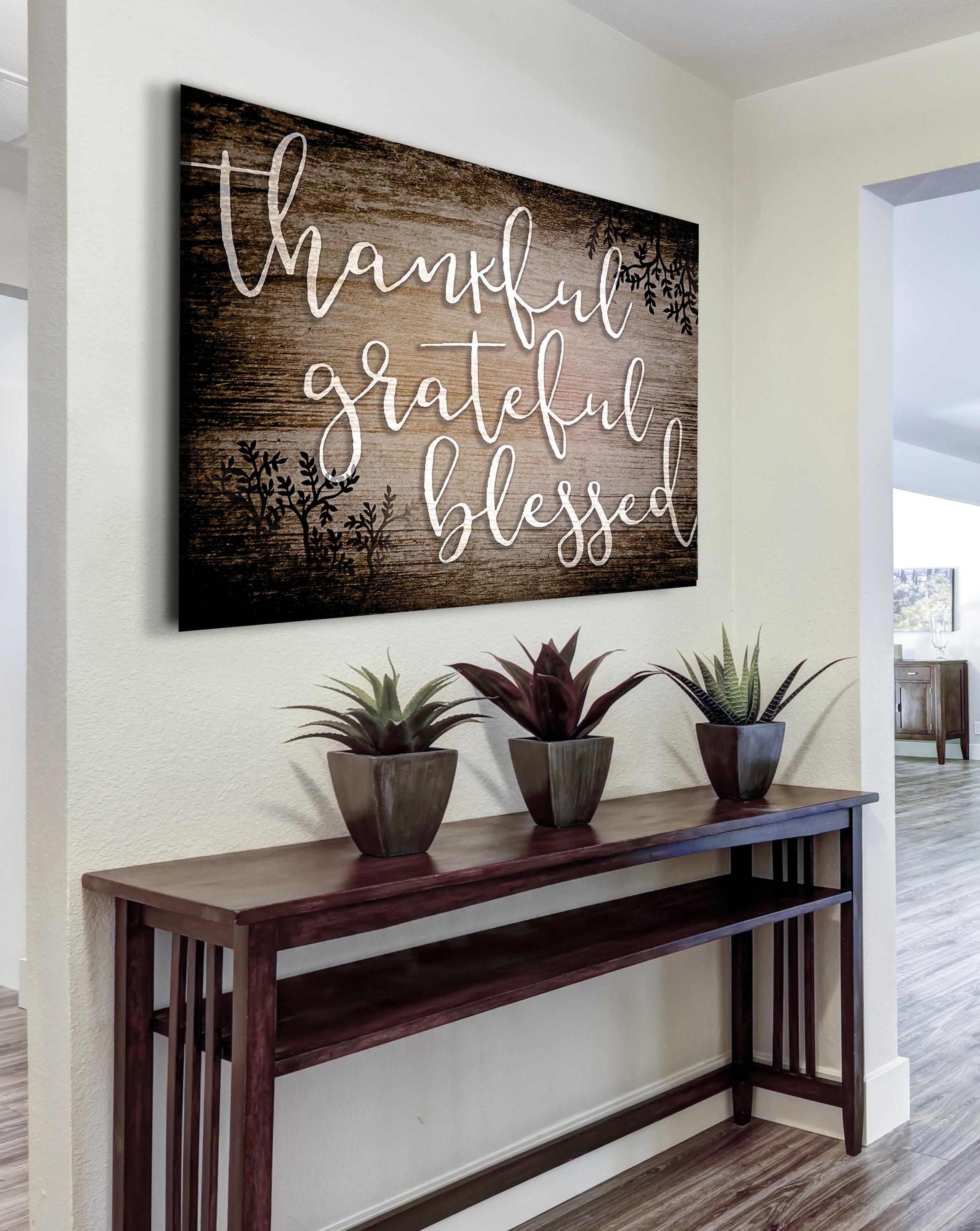 High - Quality Christian Wall Art: Thankful Grateful Blessed V6 with Wood Frame for Easy Hanging