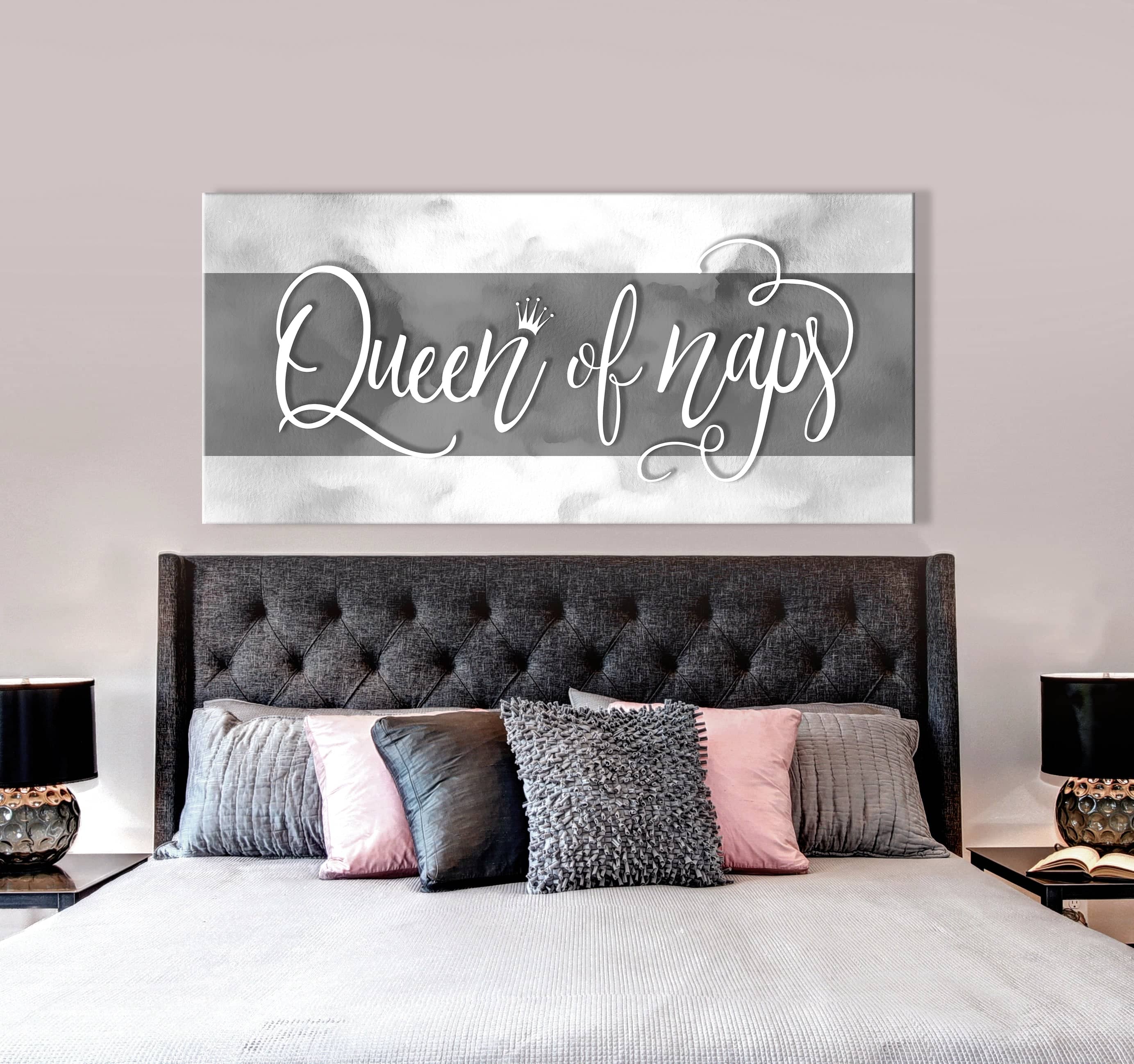 Exclusive Queen of Naps V2 Bedroom Wall Art - Wood Frame, Ready to Hang