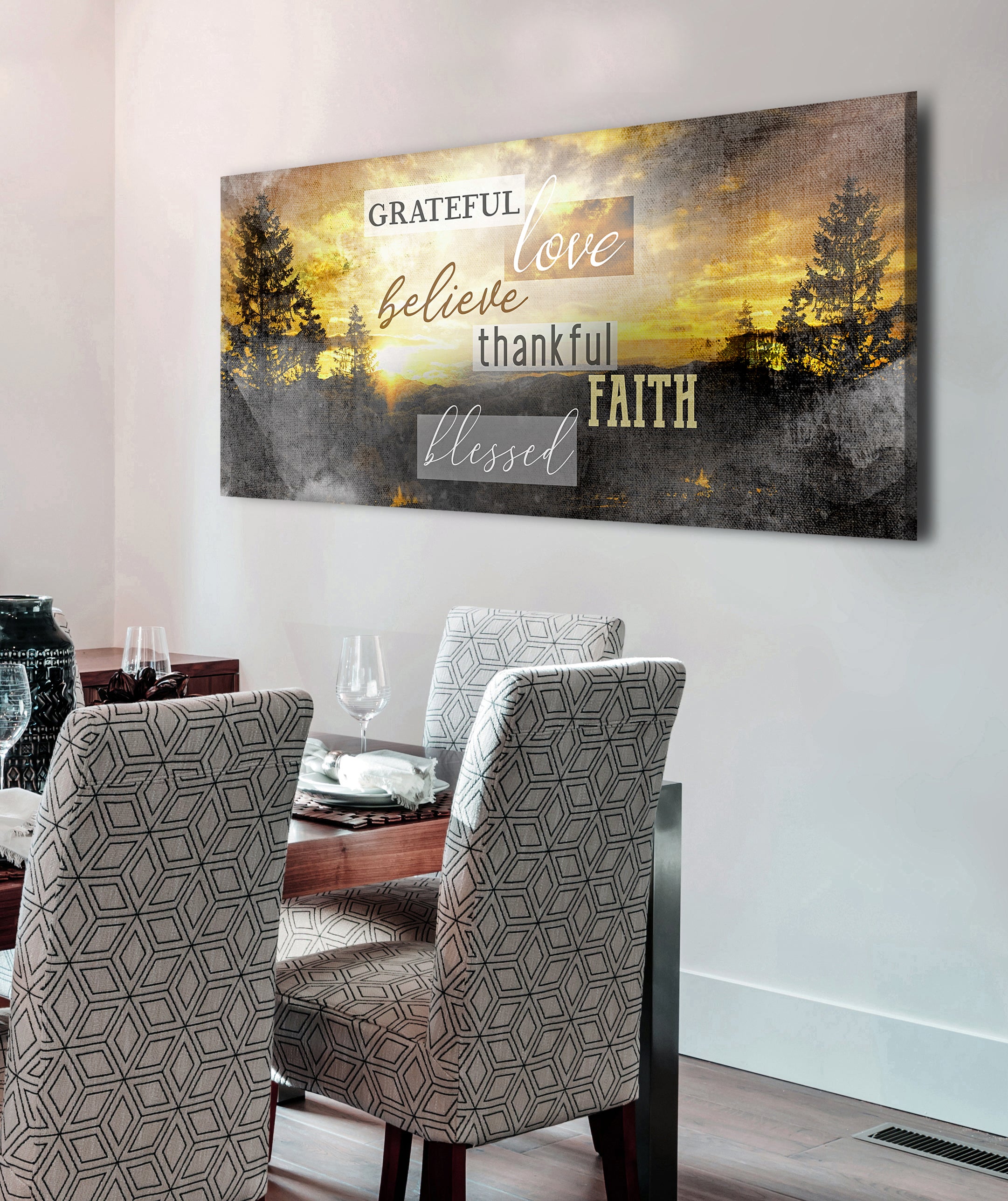 Hot Deal! Christian Wall Art - 'Grateful Love Believe' in Wood Frame, Ready To Hang