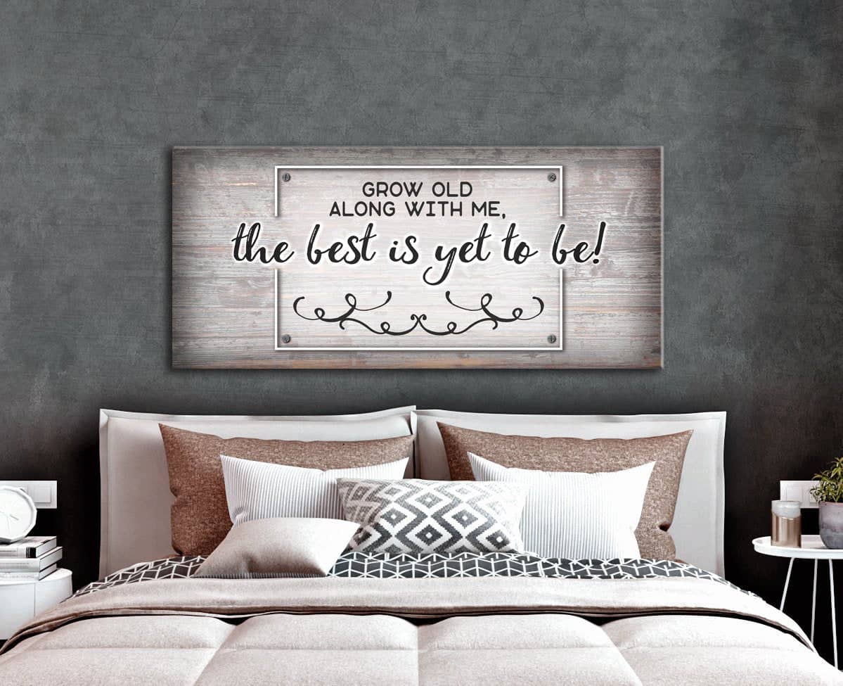 Ready-to-Hang Wood Frame Bedroom Wall Art: Grow Old With Me