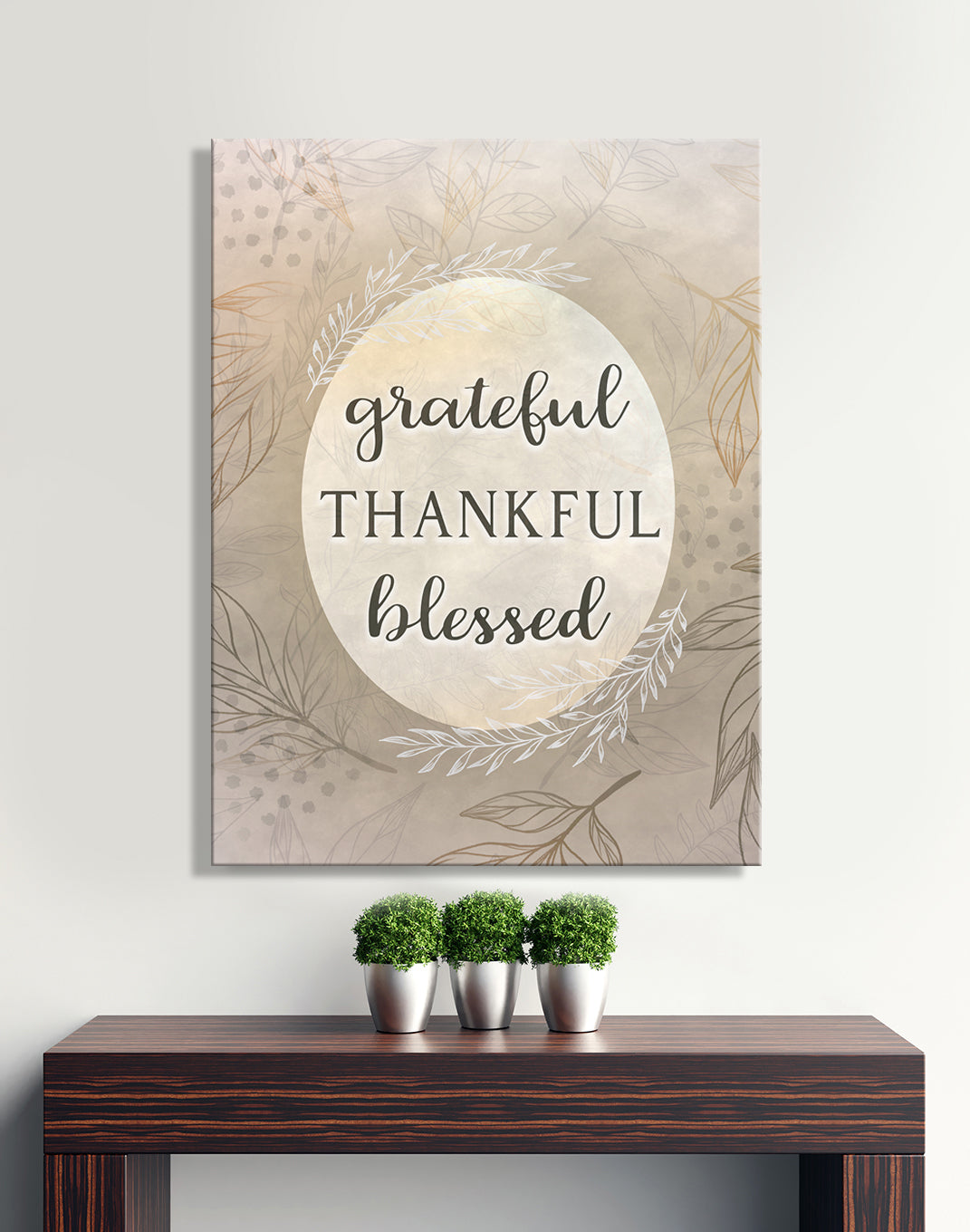 High - Quality Christian Wall Art: Grateful Thankful Blessed V8 with Wood Frame, Ready to Hang
