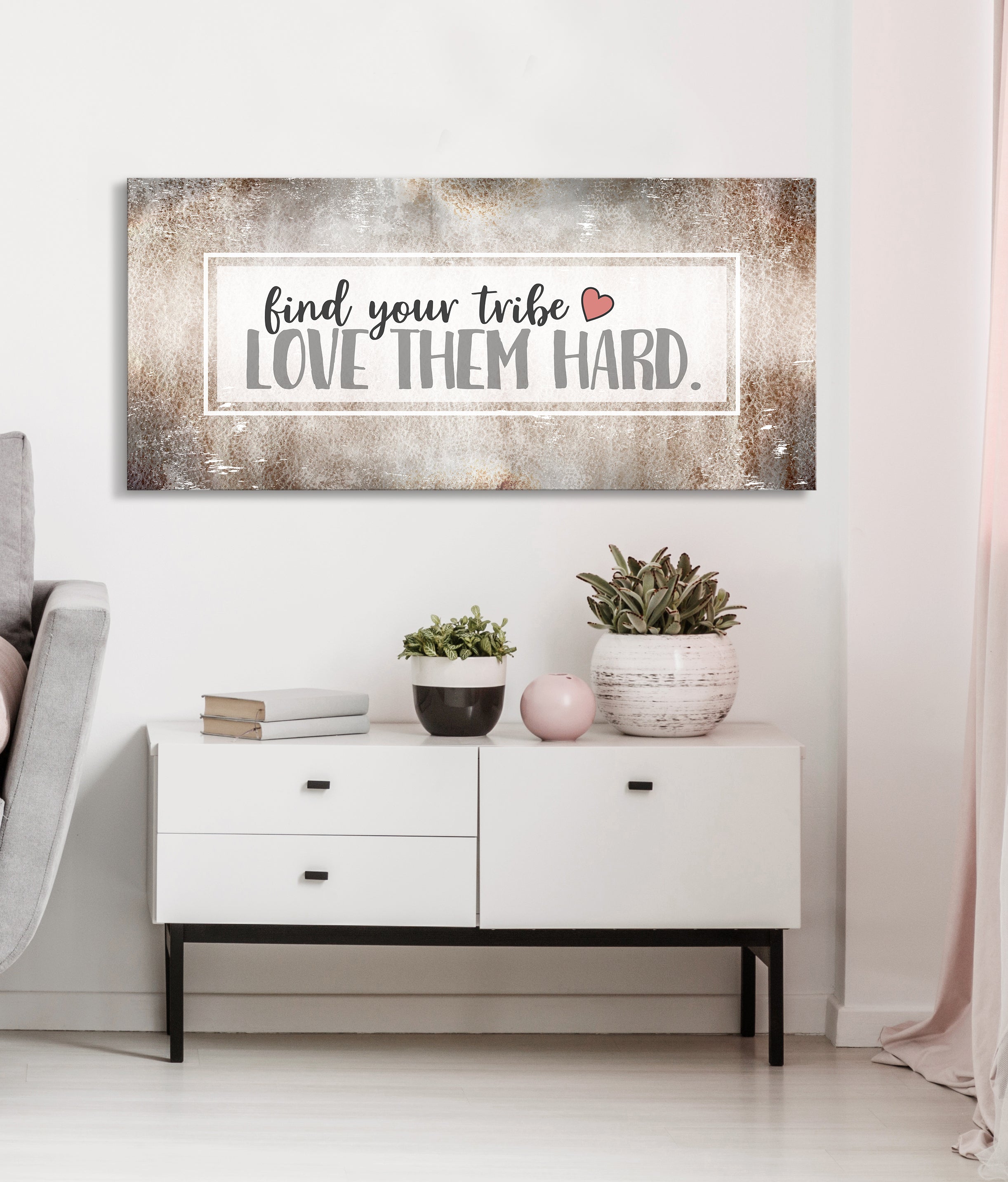 Exclusive Home Wall Art - 'Find Your Tribe' in Wood Frame, Ready To Hang! Buy 2 Save 20%