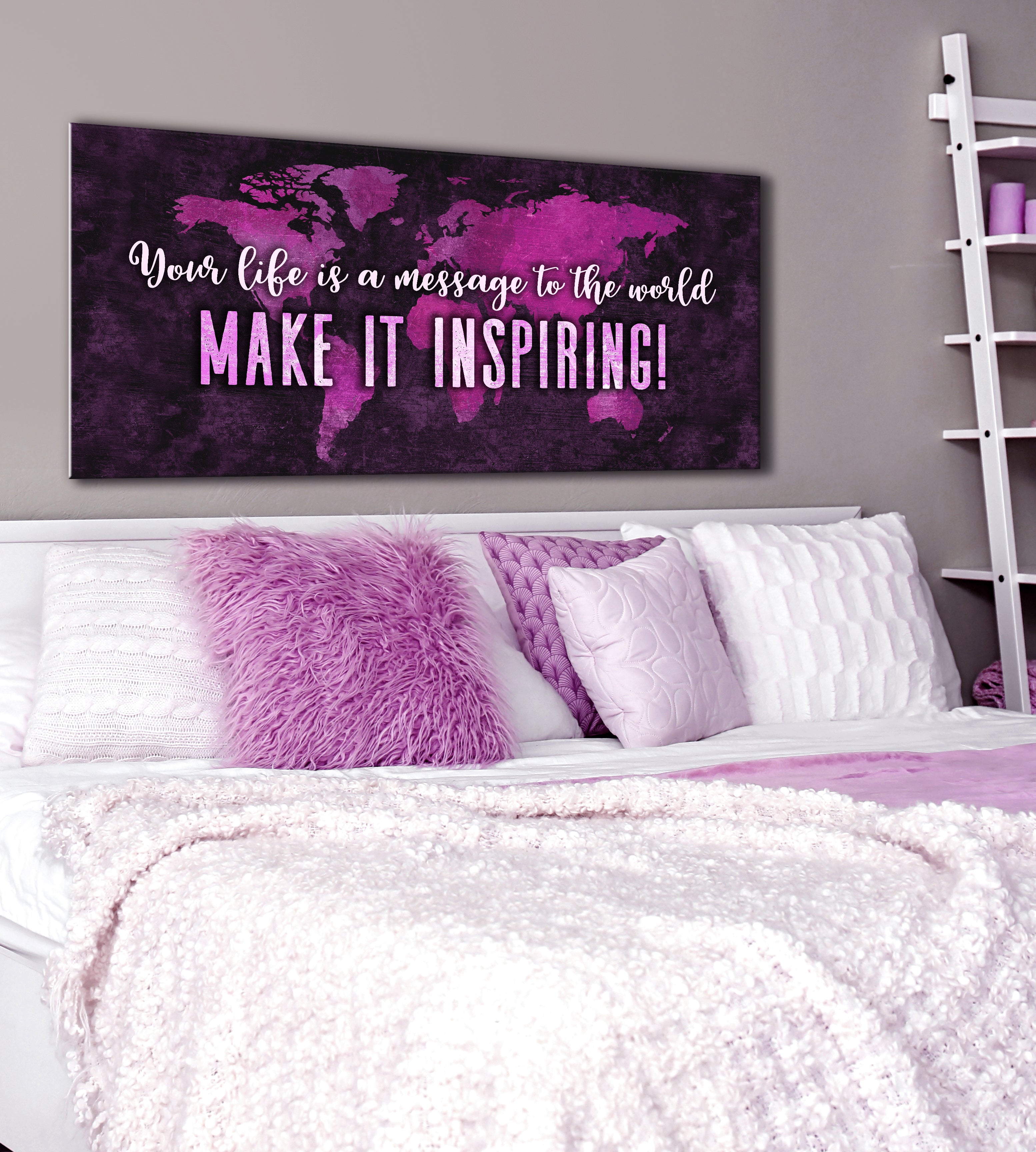 Hot Deal! Teen Wall Art - 'Your Life is a Message to the World' with Wood Frame, Ready to Hang