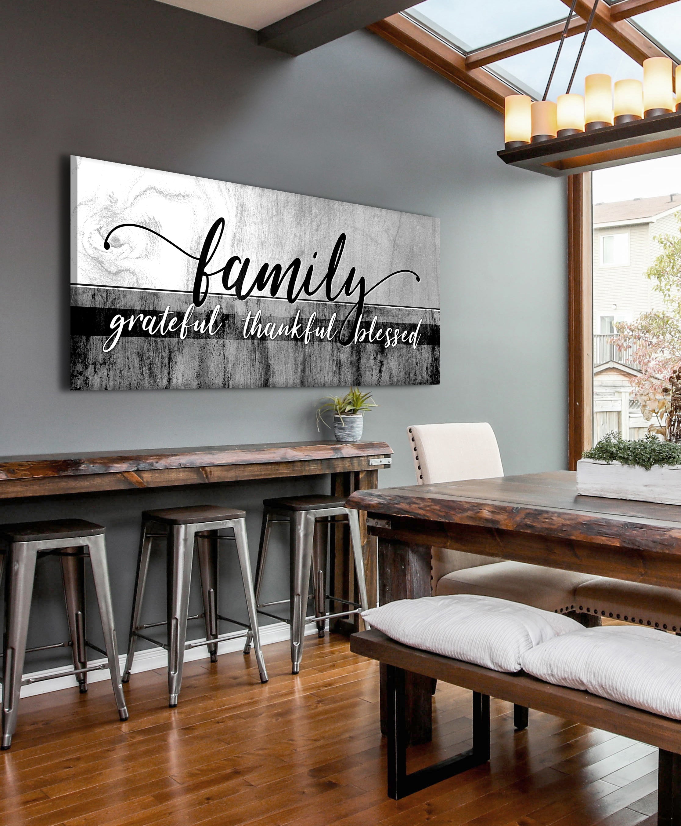 Exclusive Family Wall Art: 'Grateful, Thankful, Blessed' in Wood Frame - Ready to Hang! Buy 2 Save 20%