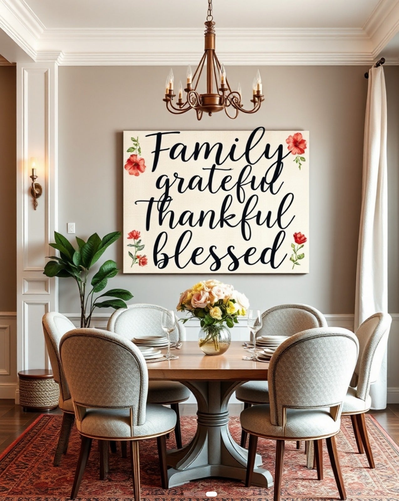 High - quality Family Wall Art: Grateful, Thankful, Blessed Design V9