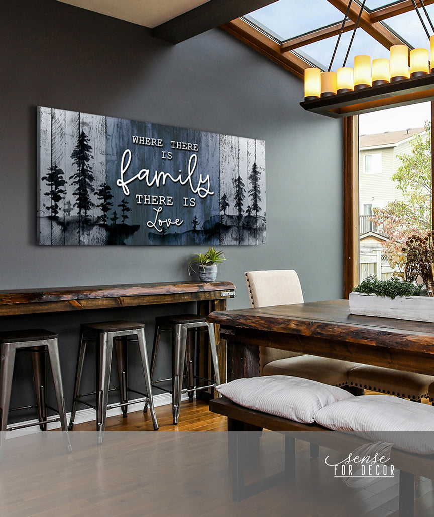 Exclusive Family Wall Art - 'Where There is Family There is Love' V3 with Wood Frame, Ready to Hang! Buy 2, Save 20%