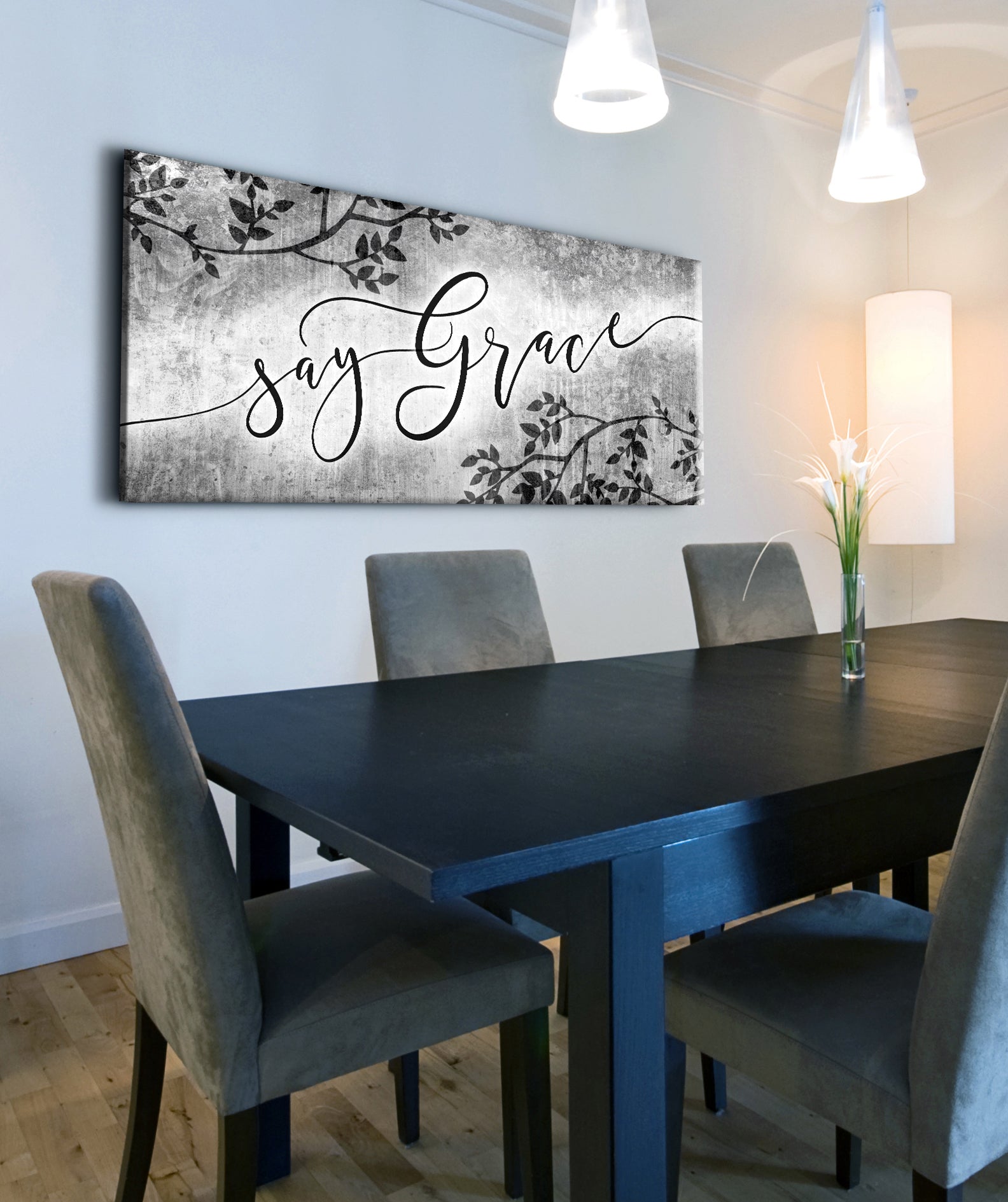 Exclusive Christian Wall Art - Say Grace V2 with Wood Frame, Ready to Hang, Buy 2 Save 20%