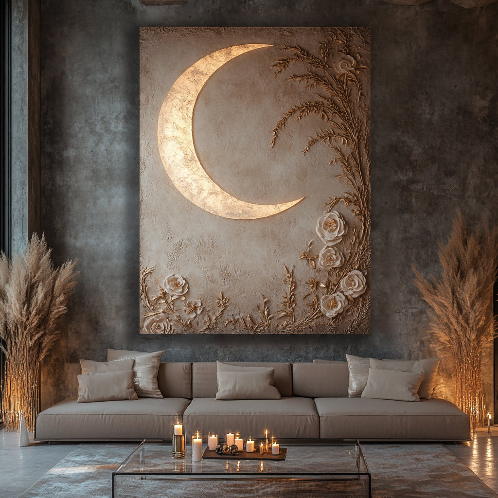 Moon Blossoms V5 - Stunning Floral Wall Art for a Peaceful Home