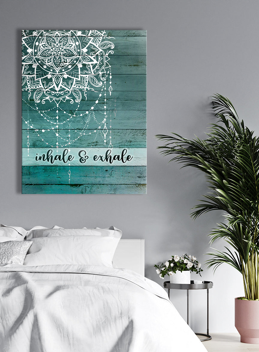 Exclusive Boho Inhale and Exhale Home Wall Art with Wood Frame - Ready to Hang! Buy 2 Save 20%
