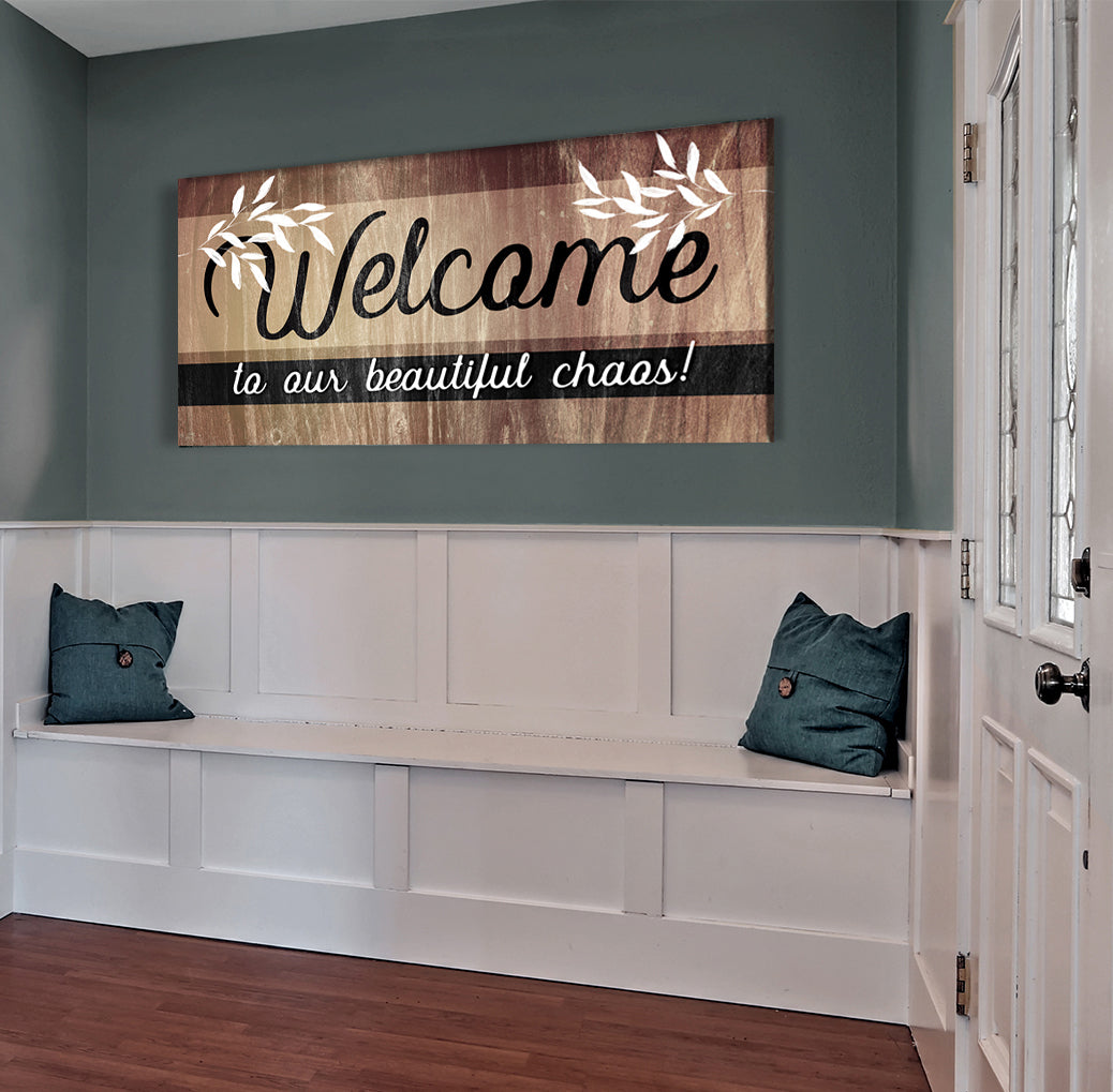 Ready-To-Hang Family Wall Art: Embrace Our Beautiful Chaos V5 (Wood Frame)