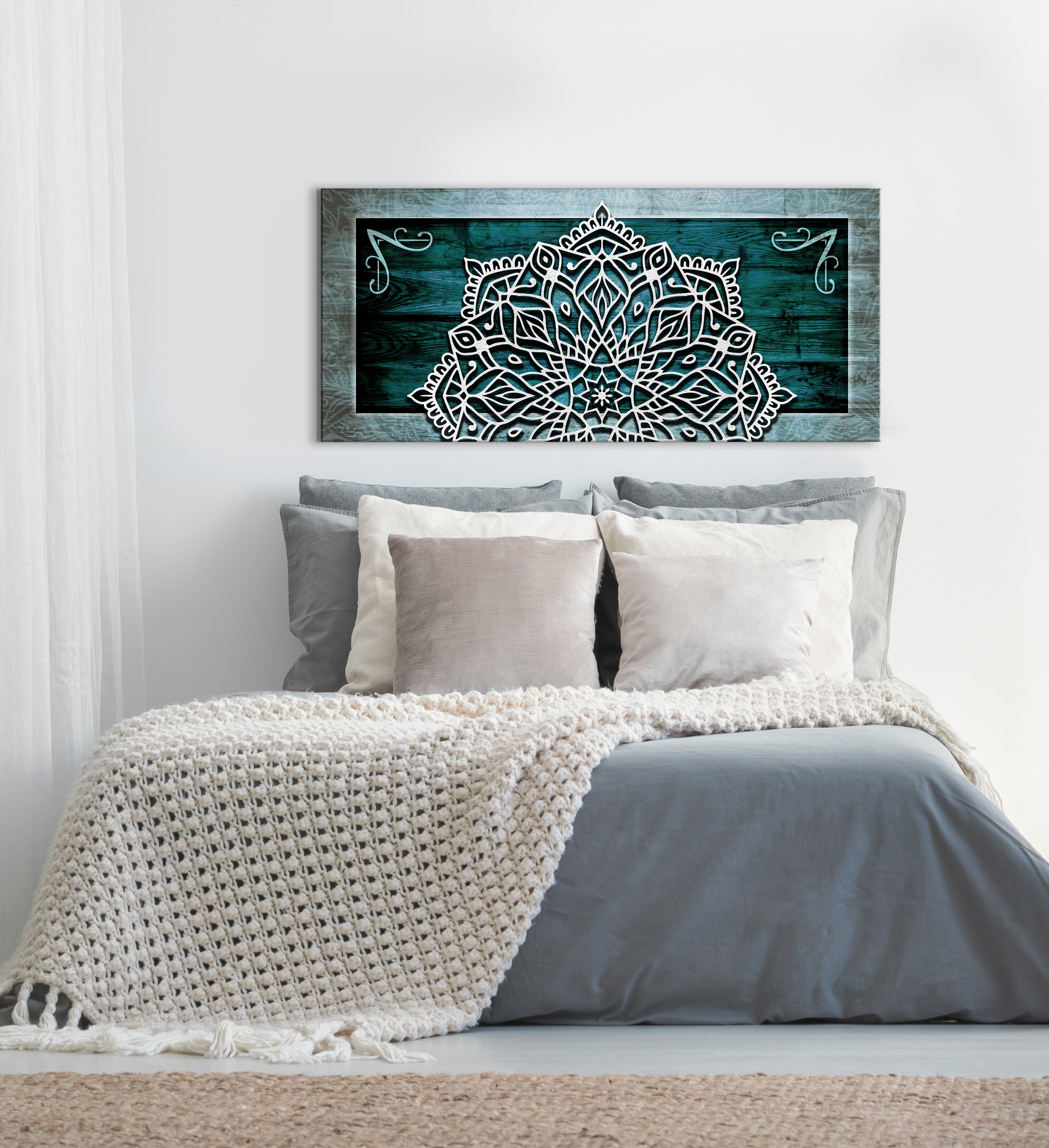 Exclusive Boho Mandala Wall Art V5 with Wood Frame - Ready to Hang! Buy 2, Save 20%