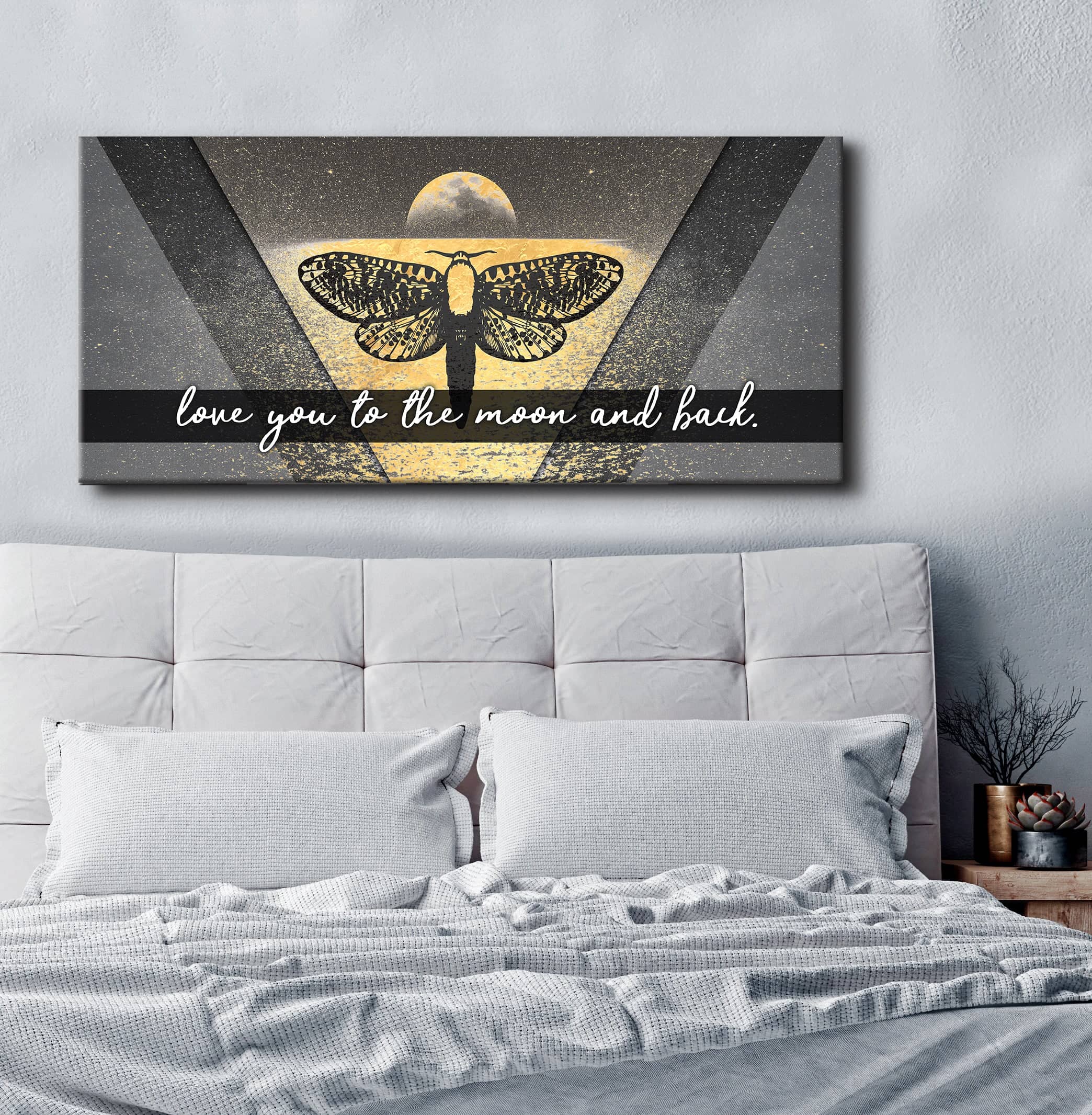 Hot! Bedroom Wall Art - Love You To The Moon And Back (Wood Frame, Ready To Hang)