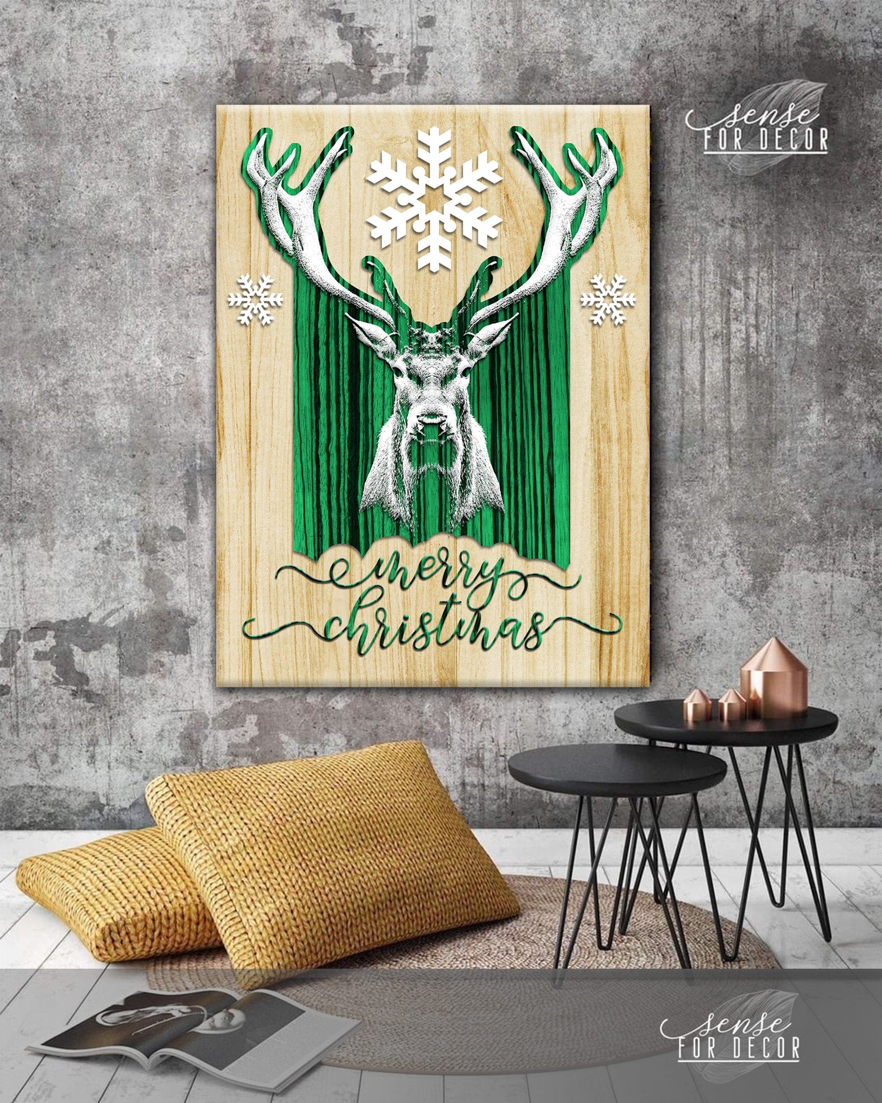 Hot! Merry Christmas V2 Holiday Wall Art (Wood Frame, Ready To Hang)