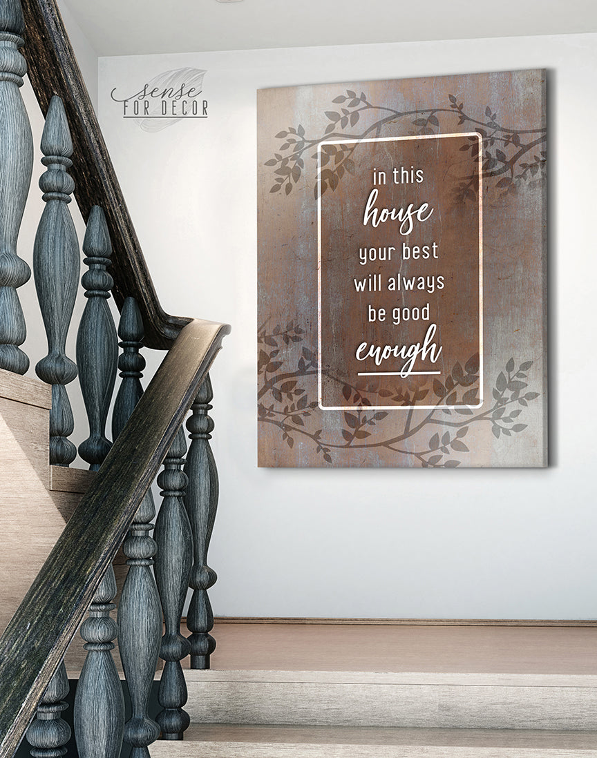 Hot! Ready - To - Hang Wood - Framed Home Wall Art: 'In This House You're Best'
