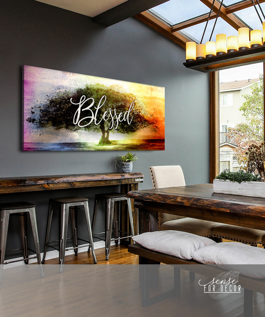 Nature Wall Art: High - Quality Big Seasonal Tree with Wood Frame, Ready to Hang