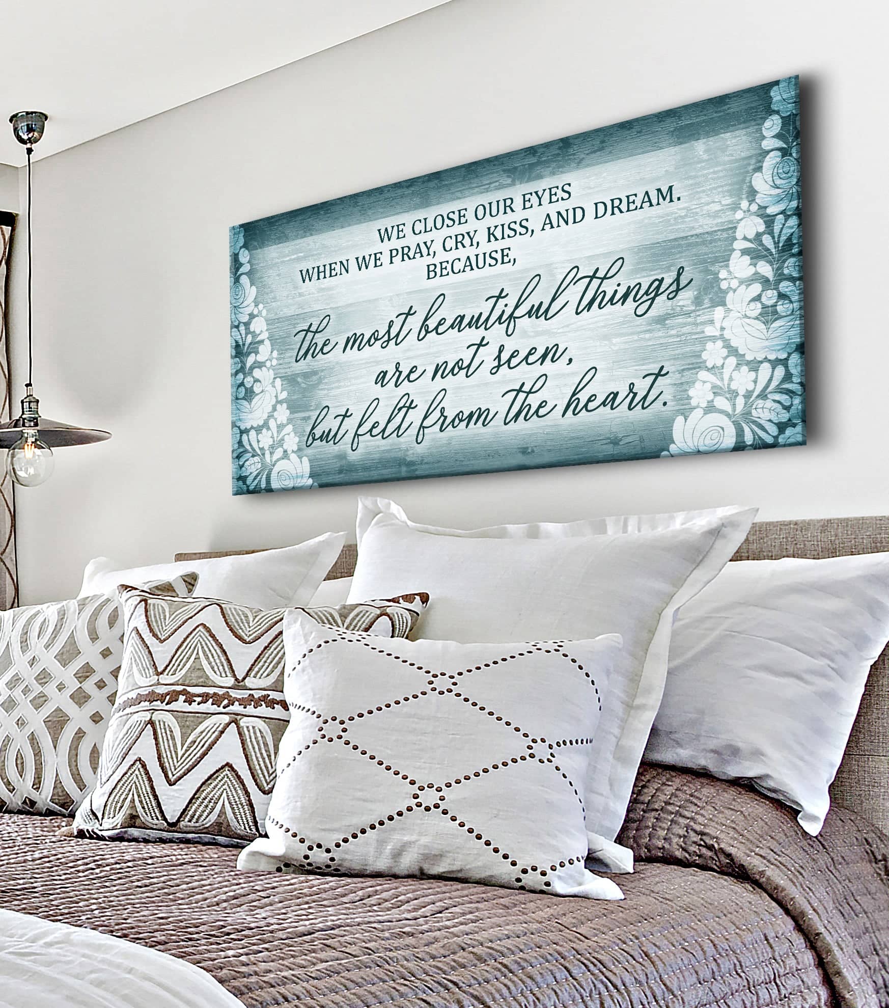 High - Quality Wood - Framed 'We Close Our Eyes' Bedroom Wall Art Ready to Hang