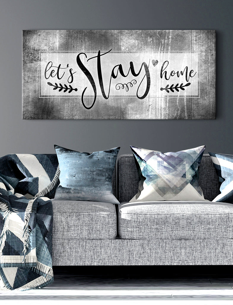 Hot Deal! Let's Stay Home Wall Art V4 with Wood Frame, Ready to Hang