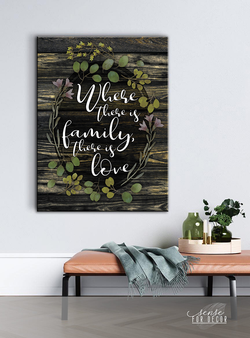 Family Wall Art V3: Wood Frame, Ready to Hang - Where Family Meets Love
