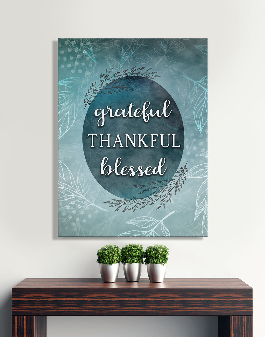 High - Quality Christian Wall Art: Grateful Thankful Blessed V8 with Wood Frame, Ready to Hang