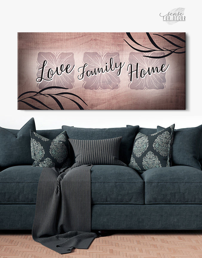 High - Quality Wood - Framed Family Wall Art: Love Family Home, Ready To Hang
