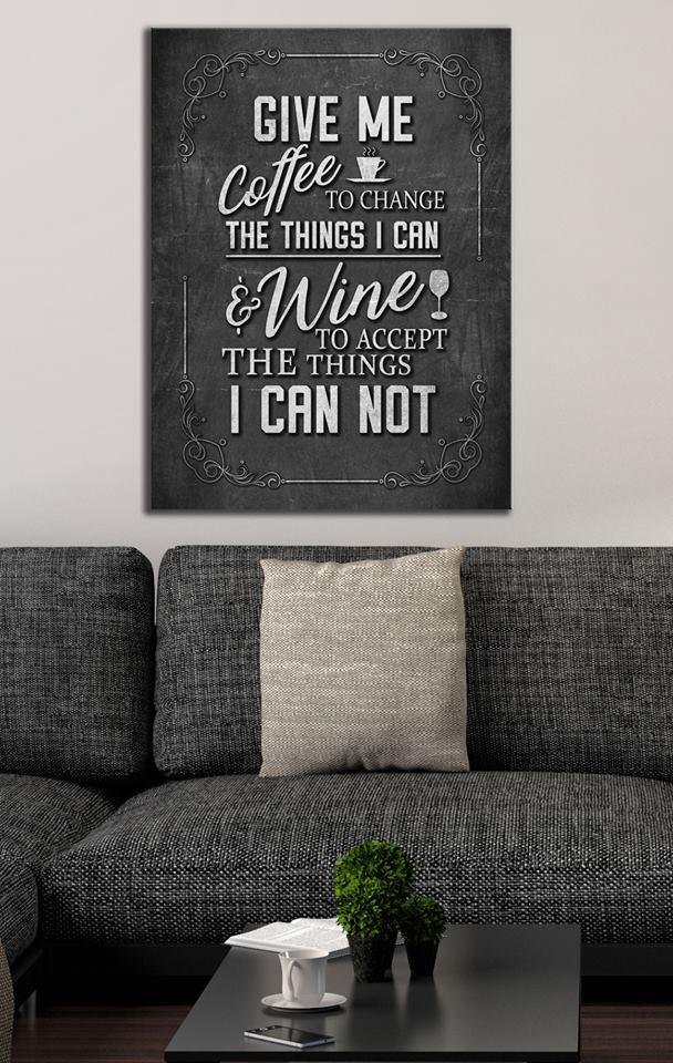 Hot Deal! Ready-to-Hang Coffee & Wine Kitchen Wall Art with Wood Frame