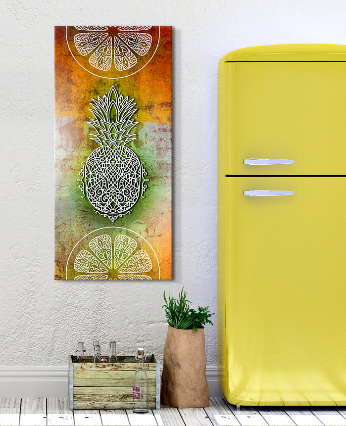 High - quality Boho Pineapple Wall Art with Wood Frame, Ready to Hang for Home Decor