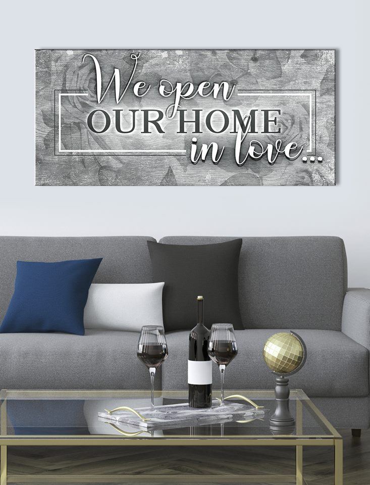 High - Quality Wood - Framed Wall Art: 'We Open Our Home In Love' Ready To Hang