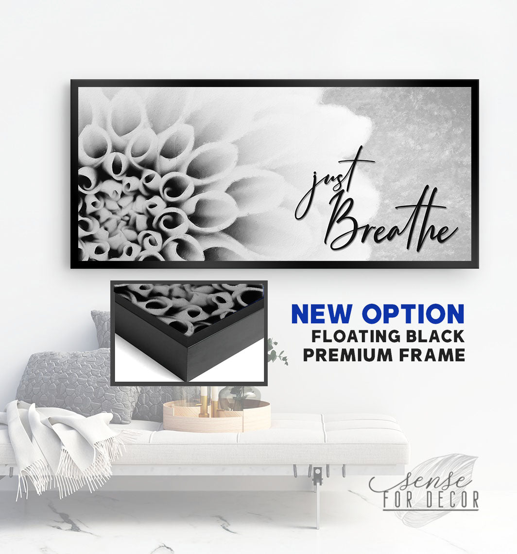 Vibrant Wood-Frame 'Just Breathe V18' Wall Art, Ready to Hang