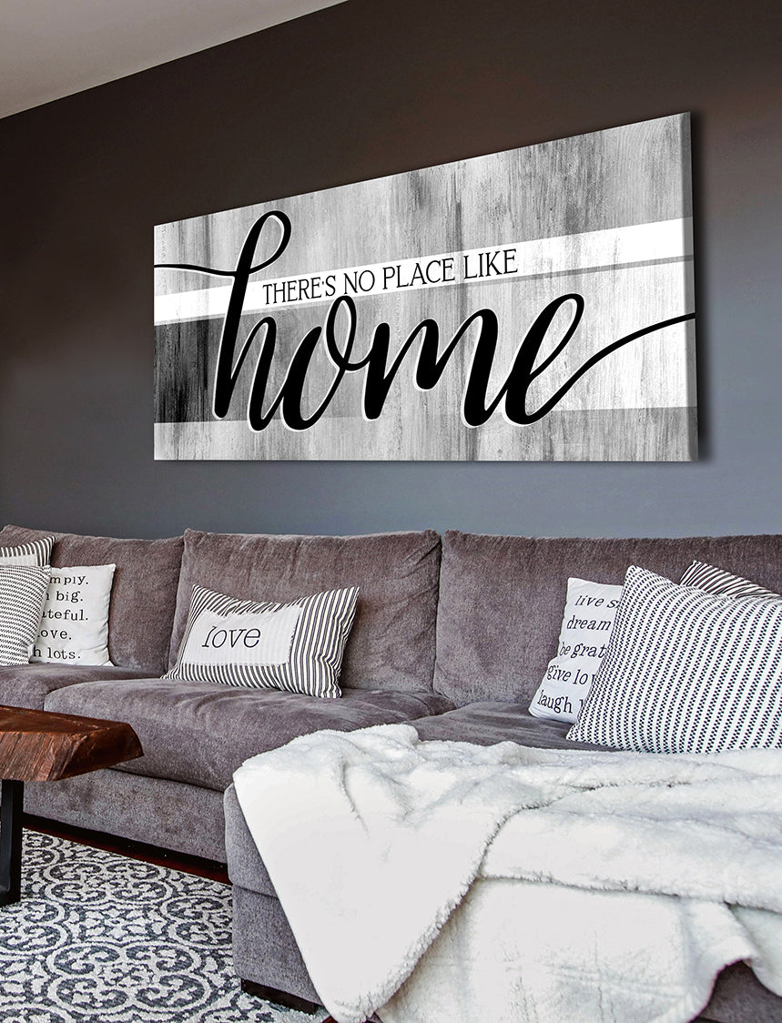 Exclusive Offer! Home Wall Art - 'There's No Place Like Home V9' with Wood Frame, Ready to Hang