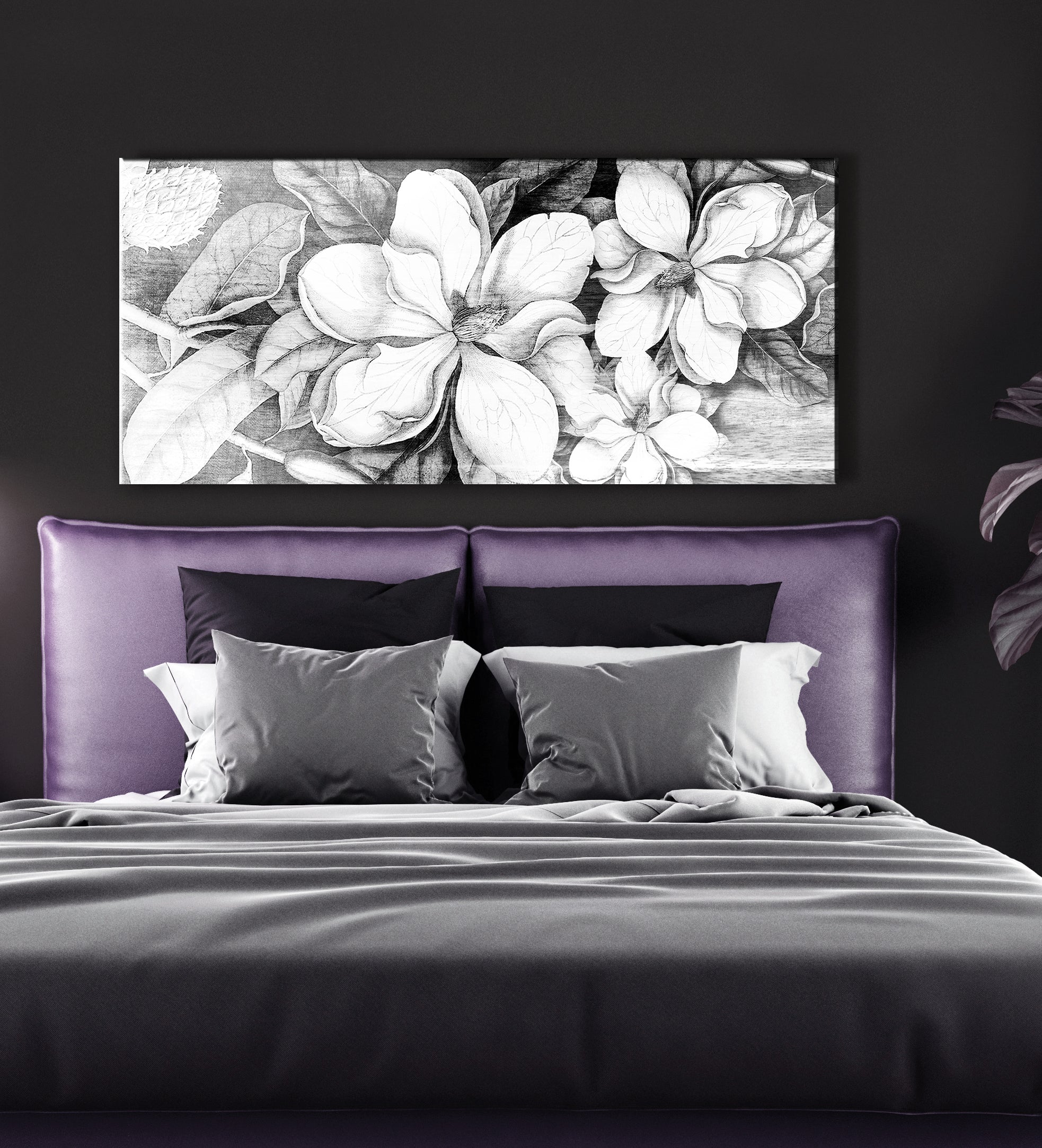 Hot Sale! Ready-to-Hang Magnolia Flower Wall Art with Wood Frame for Your Home
