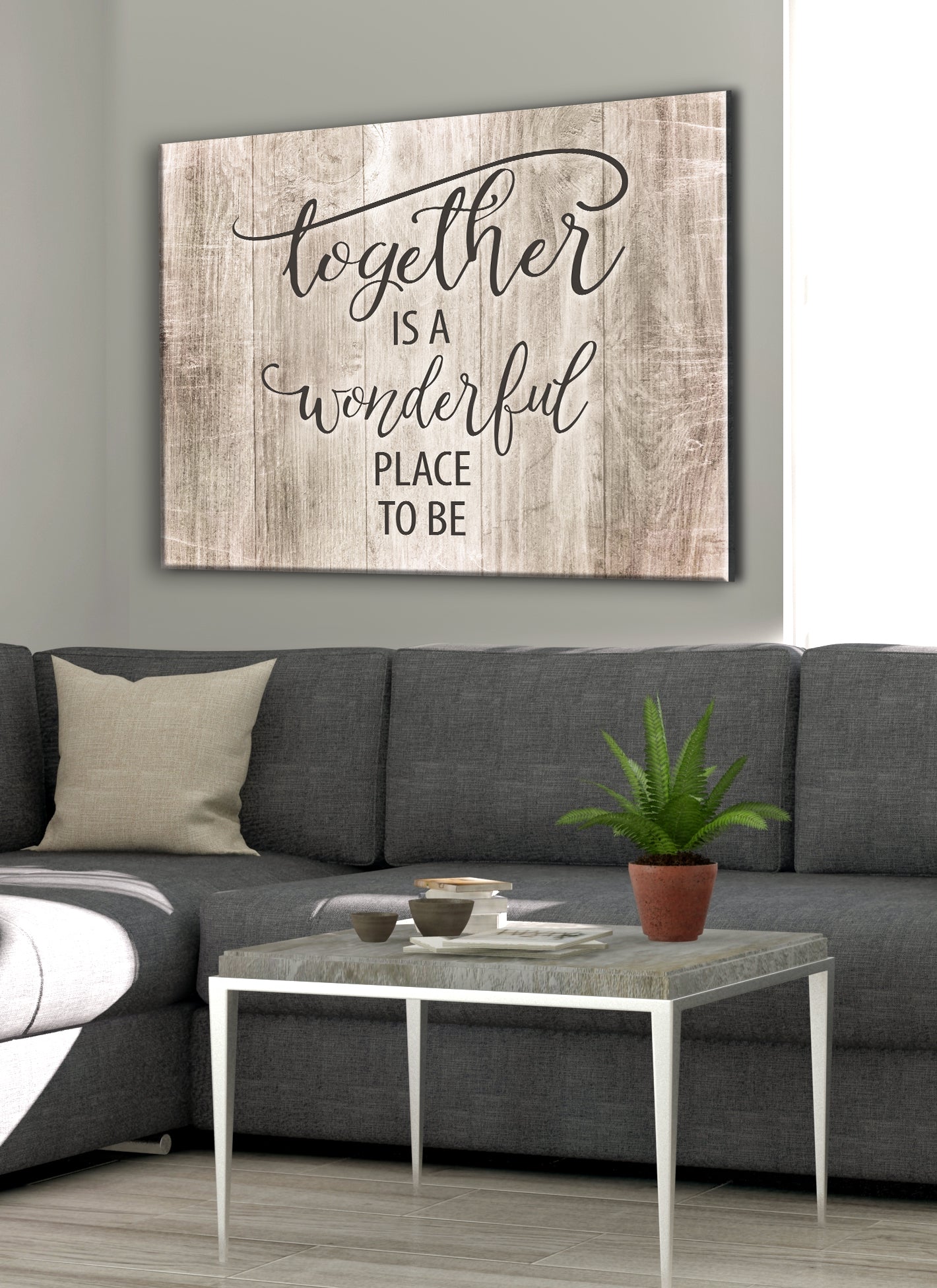 Hot Deal! Together Is A Wonderful Place To Be Wall Art (Wood Frame, Ready To Hang)