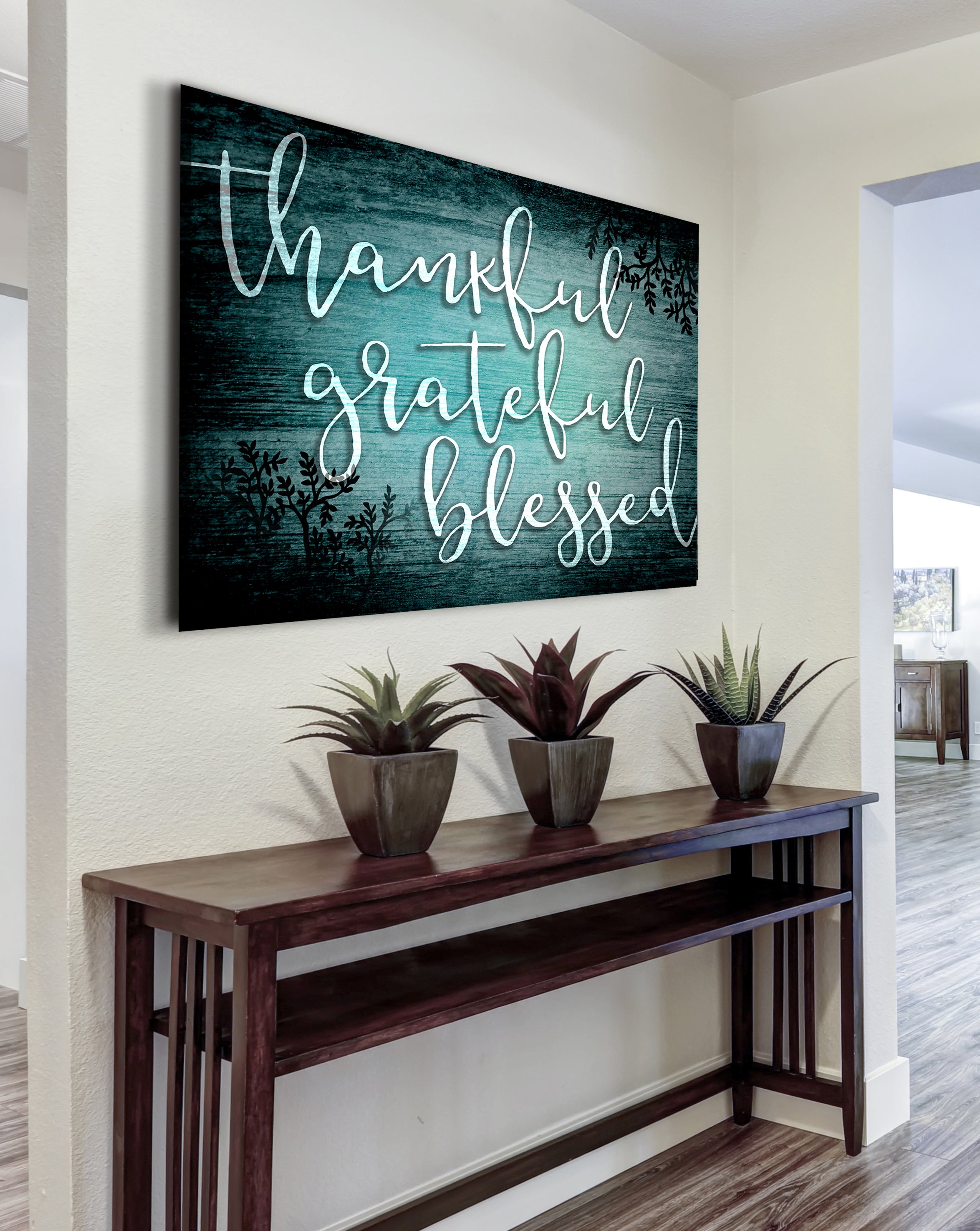 High - Quality Christian Wall Art: Thankful Grateful Blessed V6 with Wood Frame for Easy Hanging