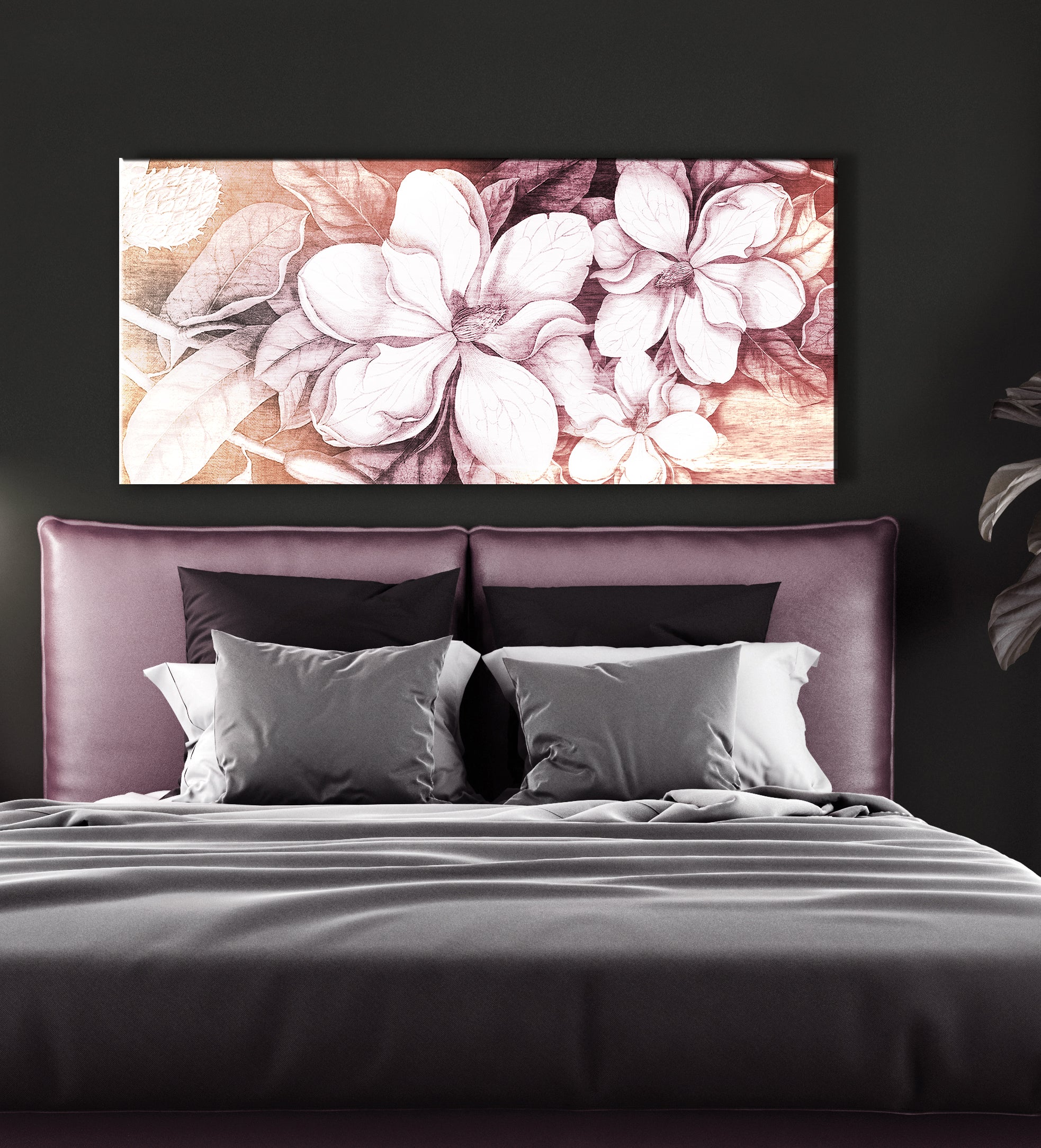 Hot Sale! Ready-to-Hang Magnolia Flower Wall Art with Wood Frame for Your Home