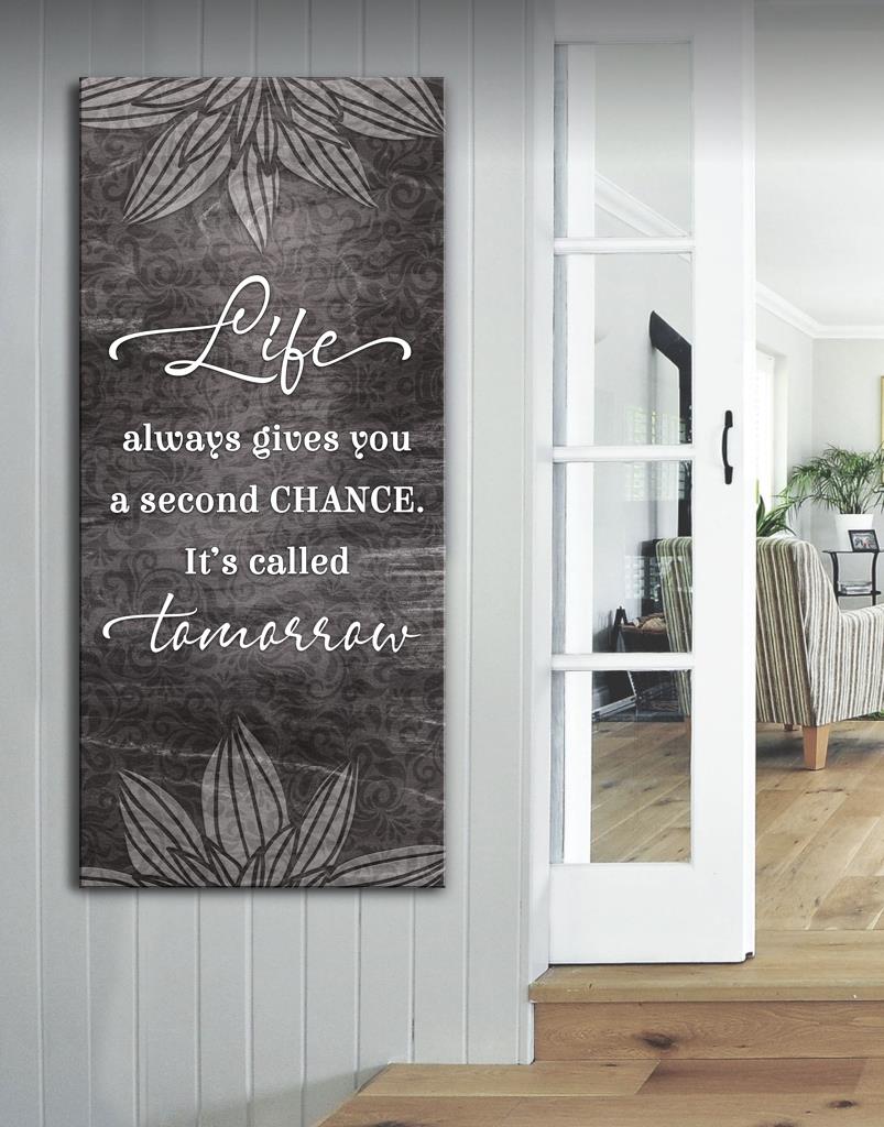 Exclusive! Home Wall Art - Life Always Gives You Second Chance V2 (Wood Frame, Ready To Hang)
