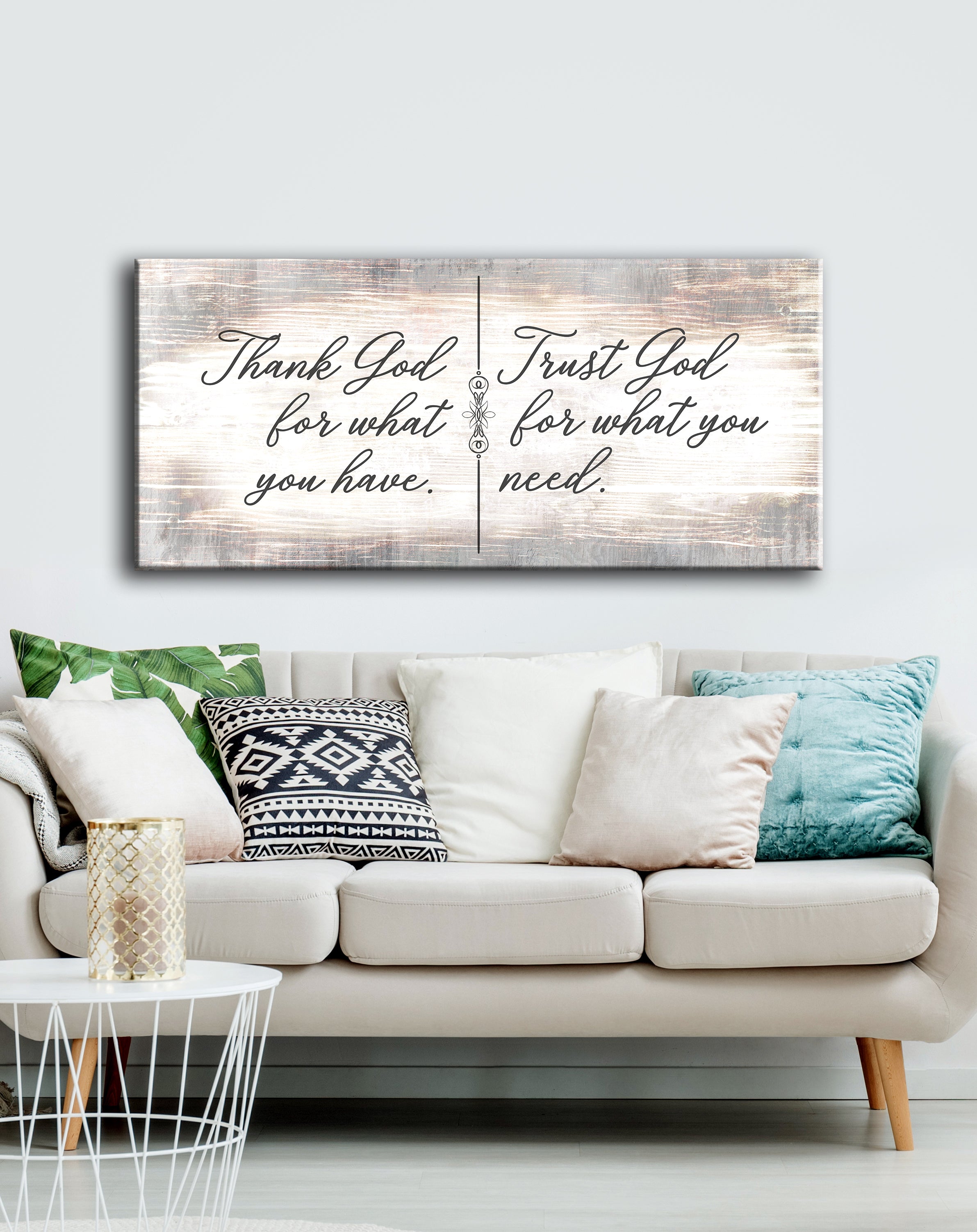 Christian Wall Art: 'Thank God For What You Have' - Wood Framed, Ready-to-Hang, Buy 2 Save 20%
