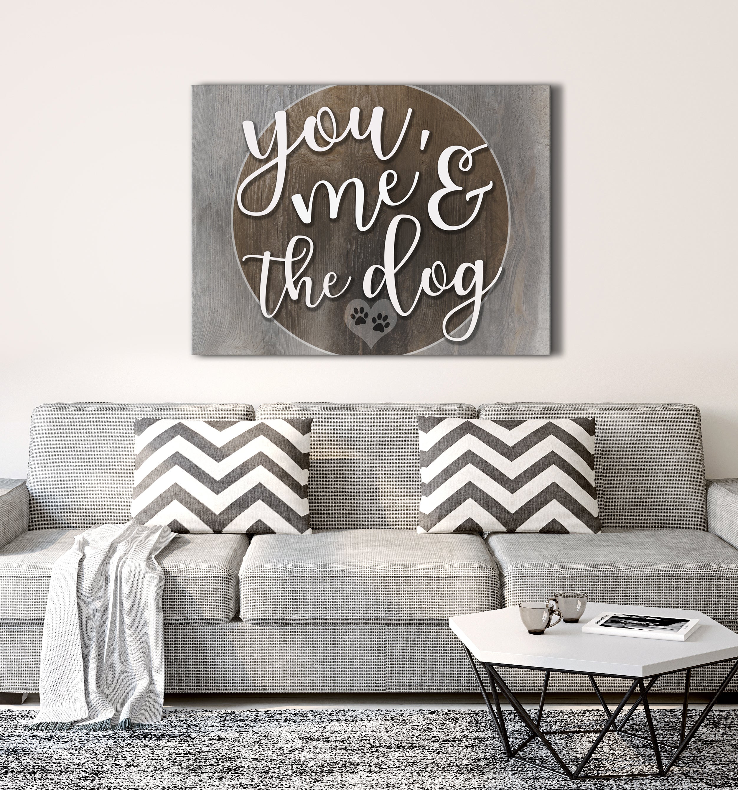 Hot! You, Me and the Dog V3 Pet Wall Art with Wood Frame, Ready to Hang