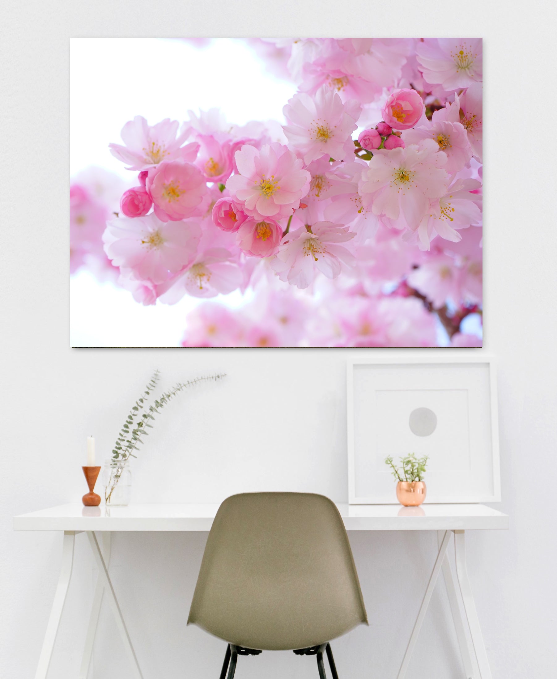 Hot Deal! Ready-to-Hang Pink Blossoms Flower Wall Art with Wood Frame