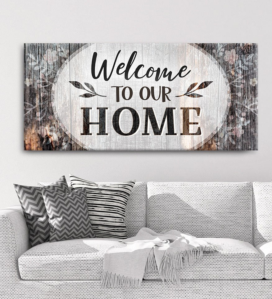 Hot Deal! High - quality Wood - framed Home Wall Art: Welcome To Our Home V9, Ready To Hang
