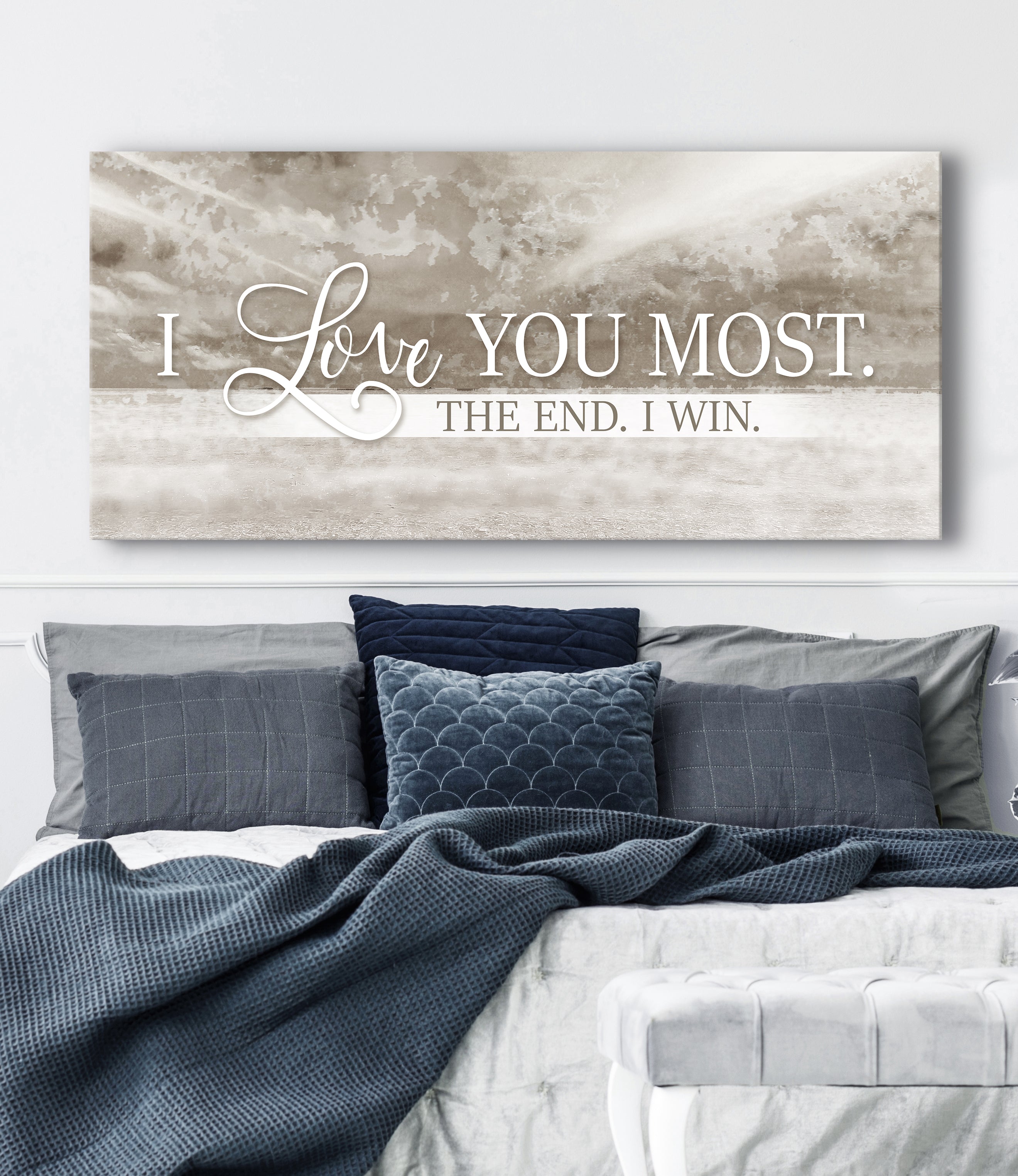 Hot! Couples Wall Art: I Love You Most The End (Ready-to-Hang Wood Frame)