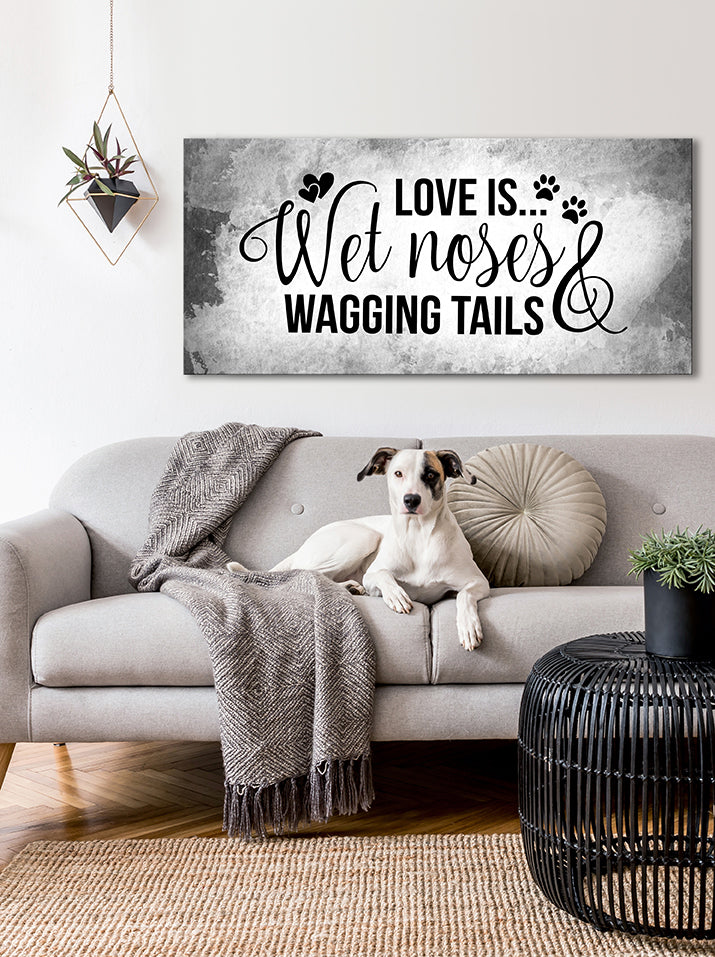 High - Quality Wood - Framed Pet Wall Art: Love in Wet Noses and Wagging Tails (Ready to Hang)