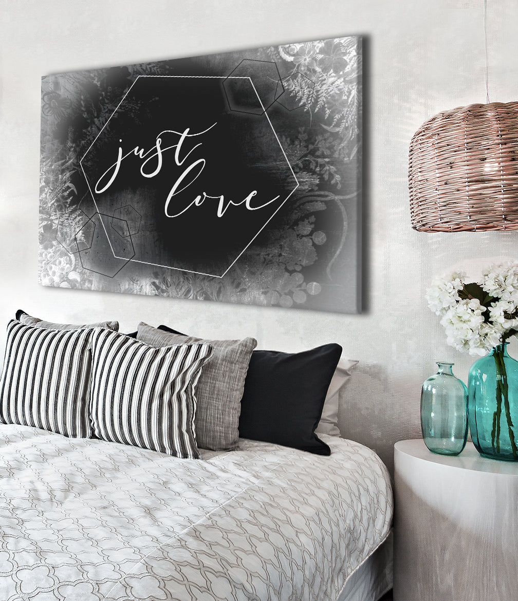 High - Quality Couples Wall Art 'Just Love' with Wood Frame, Ready to Hang