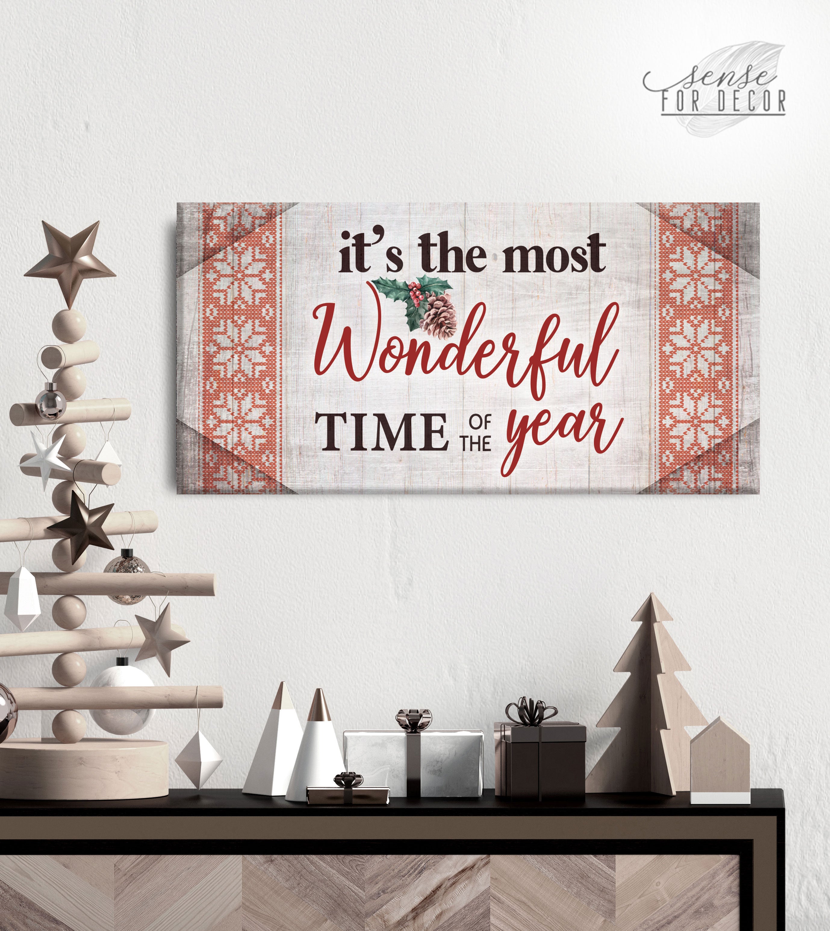 Holiday Wall Art: 'It's the Best Time of the Year' V2 - Wood Frame, Ready to Hang