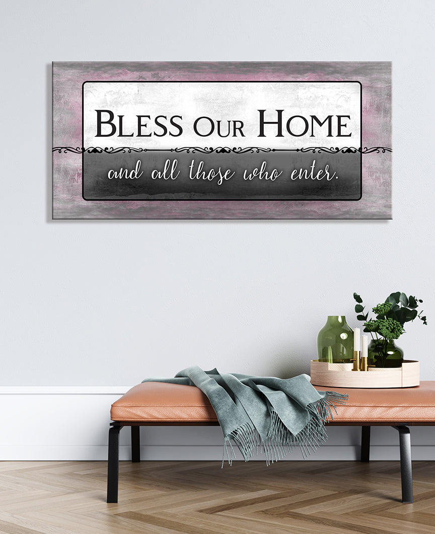Exclusive Offer! High - Quality Wood - Framed 'Bless Our Home V7' Wall Art Ready To Hang
