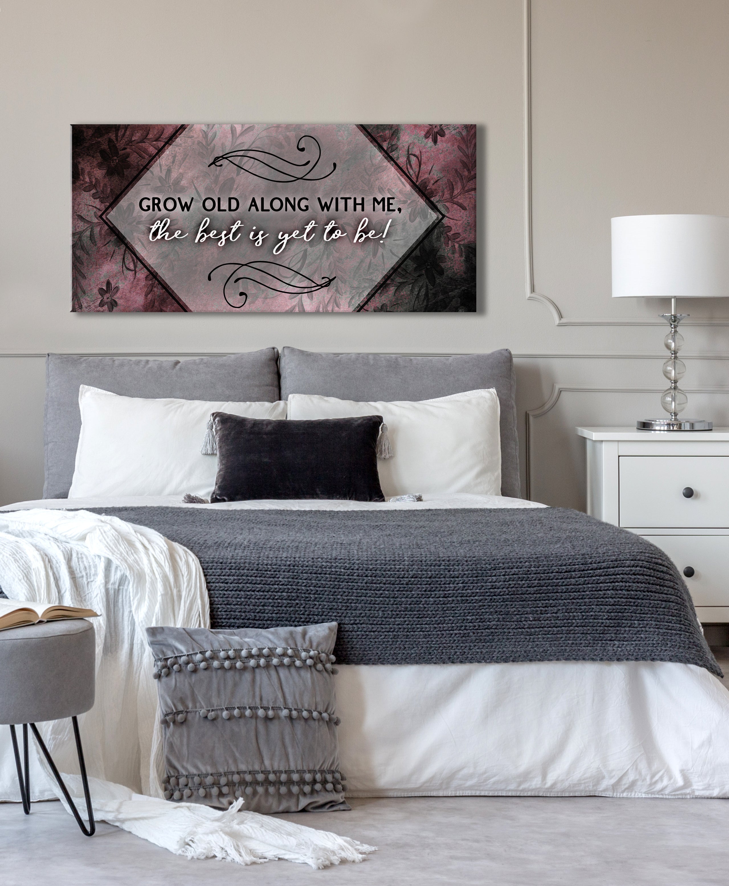 Exclusive Couples Wall Art - 'Grow Old With Me' V8 in Wood Frame, Ready to Hang! Buy 2, Save 20%